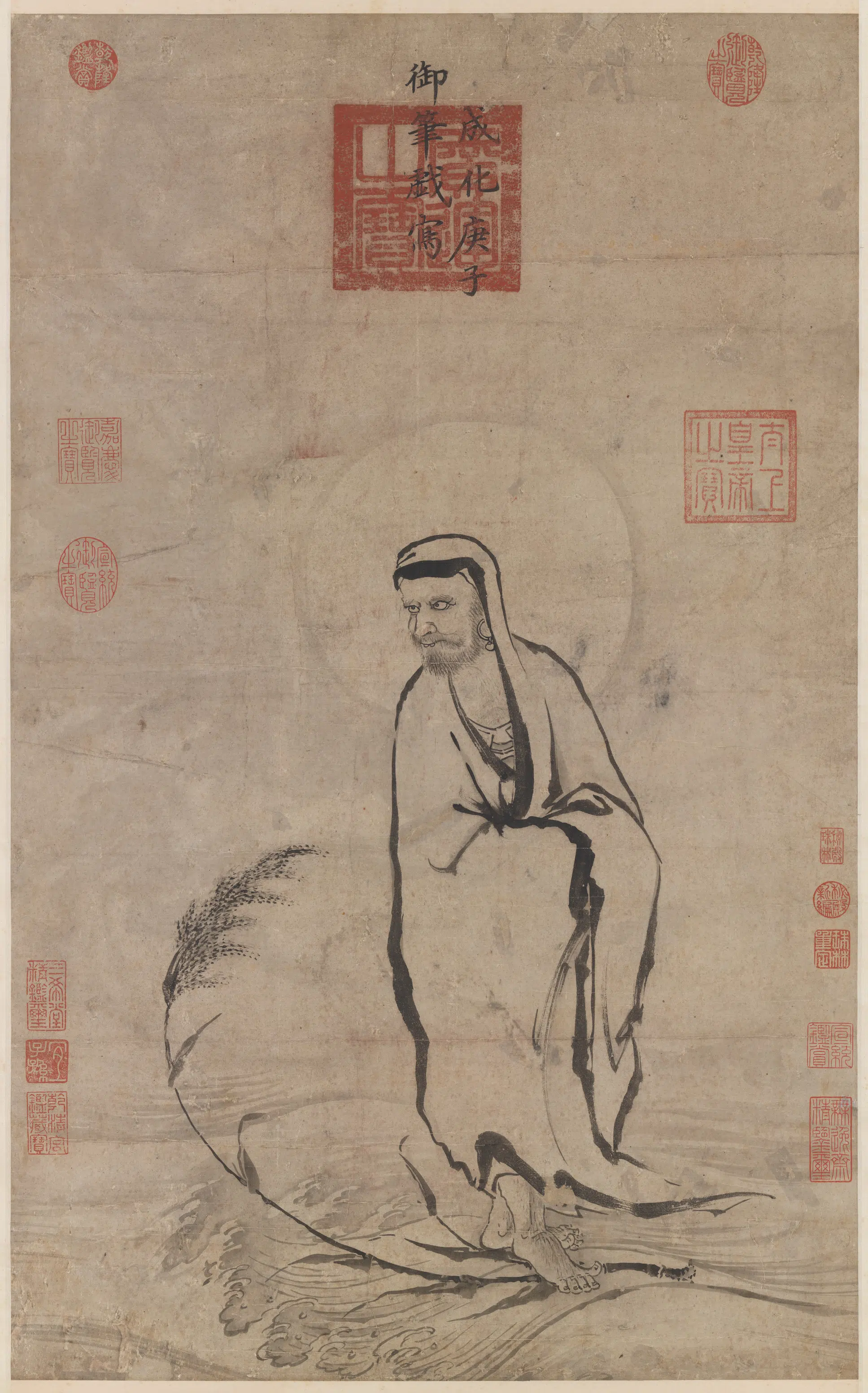 明朝【明宪宗朱见深】《画达摩图轴》 第1张 明朝【明宪宗朱见深】《画达摩图轴》 第1张