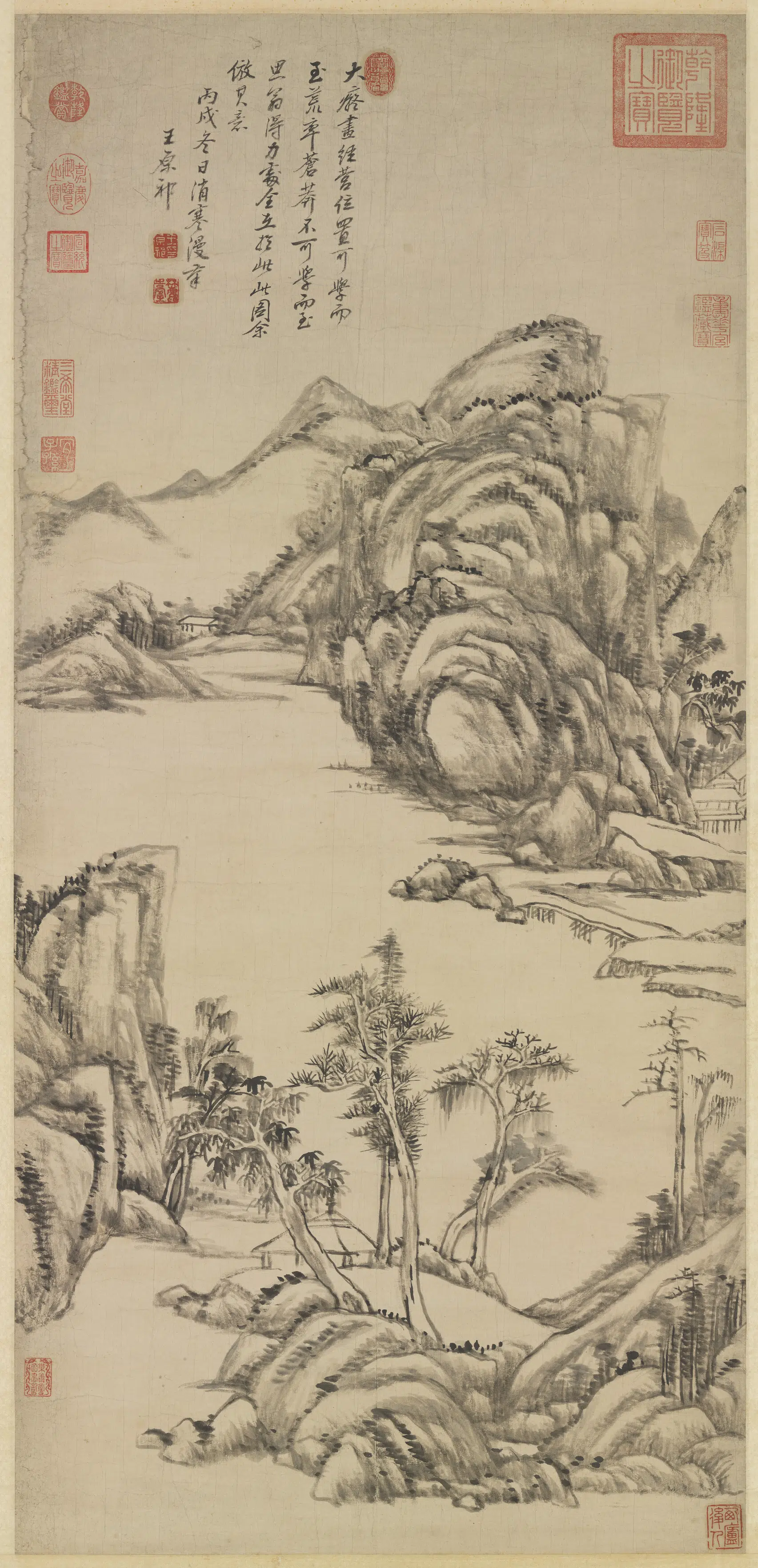 清代【王原祁】《仿黄公望山水图轴-4》