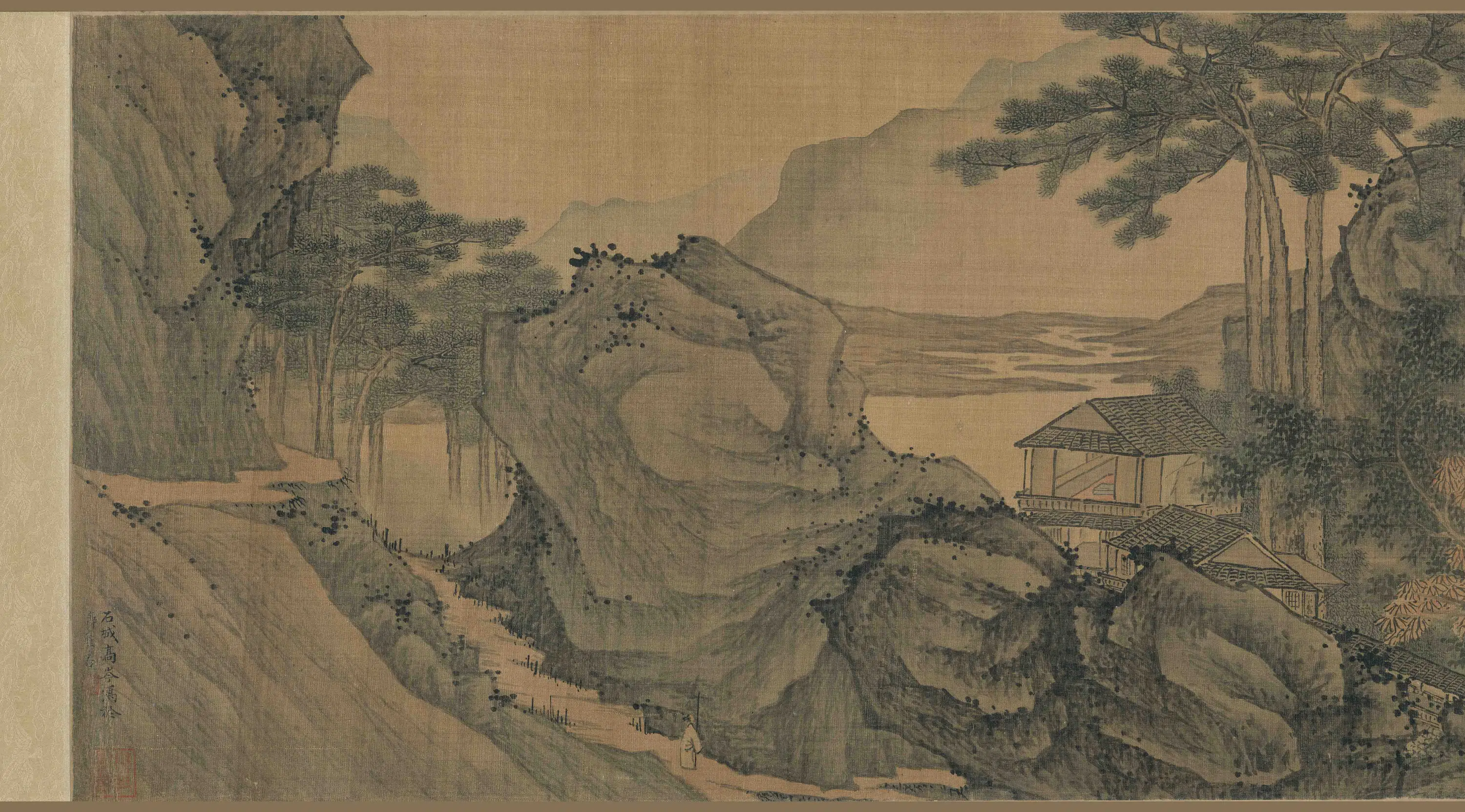 清代【高岑】《秋山归帆图卷》