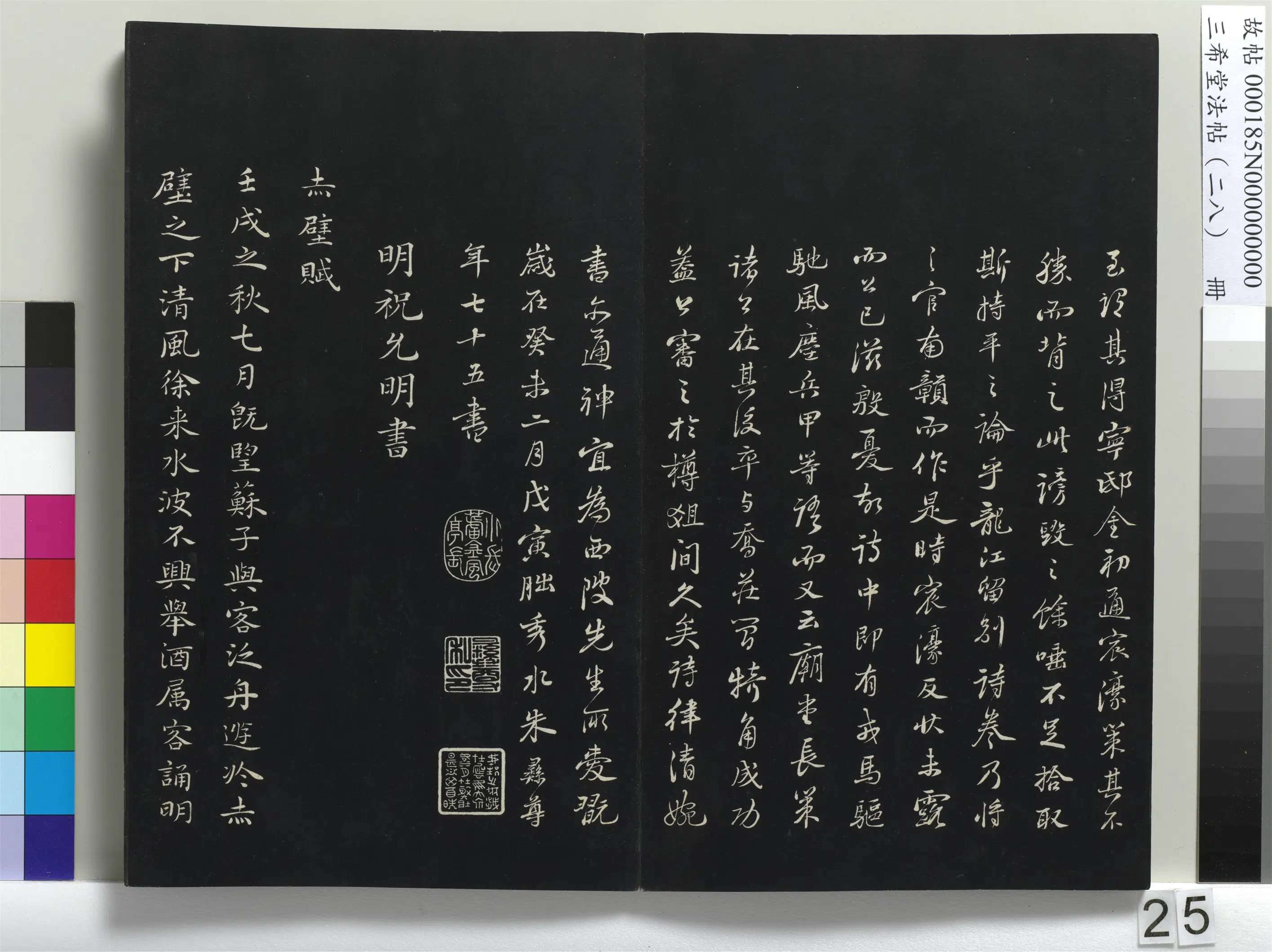 明代【王守仁（阳明）】《三希堂法帖（二十八）册-明王守仁龙江留别诗-1》 第2张