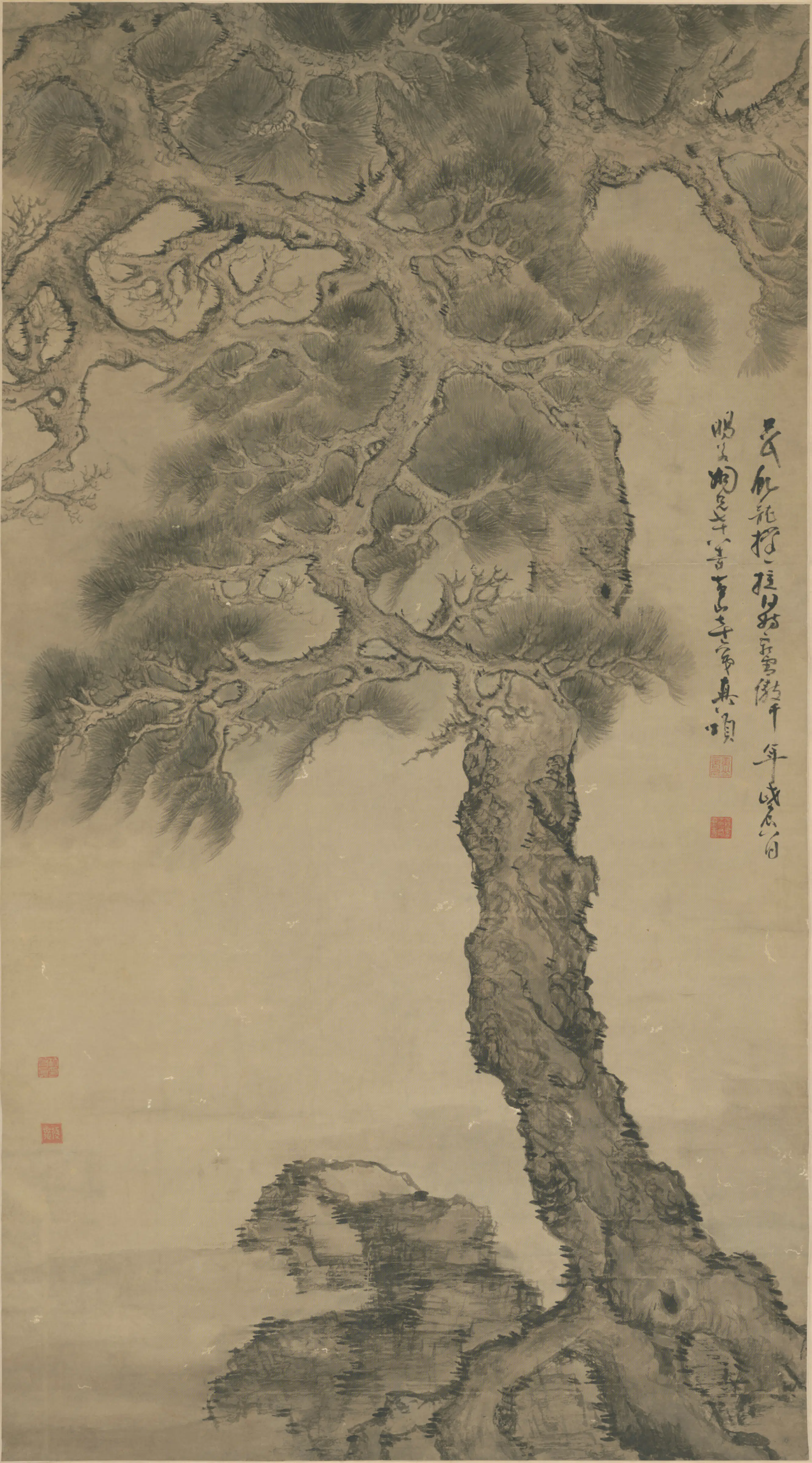 清代【法若真】《松石轴》
