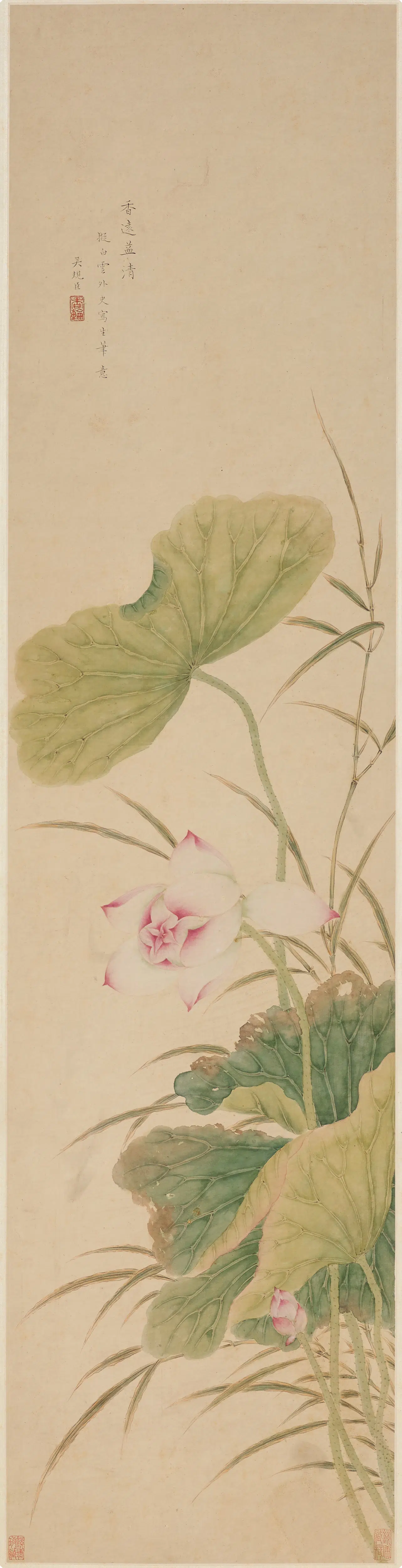 清代【吴规臣】《荷花图轴》