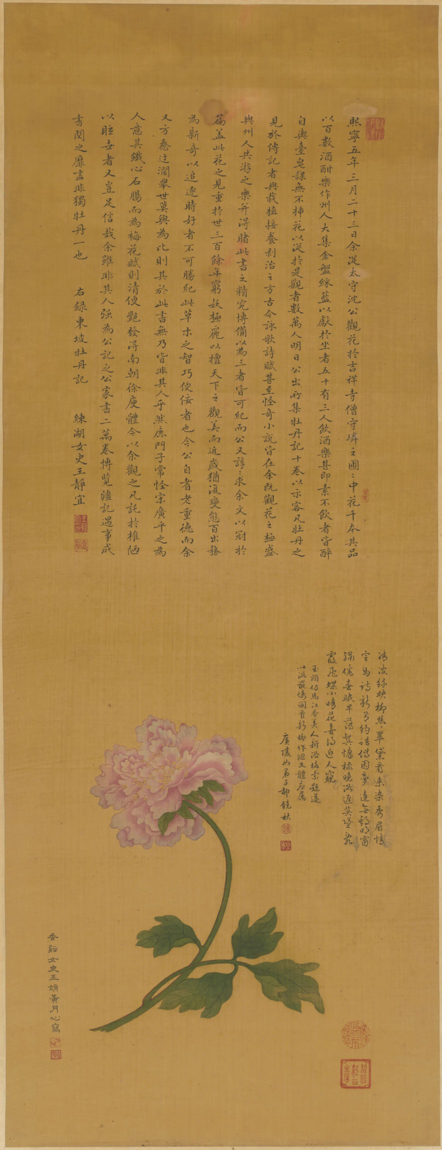 清代【黄月心】《牡丹图轴》