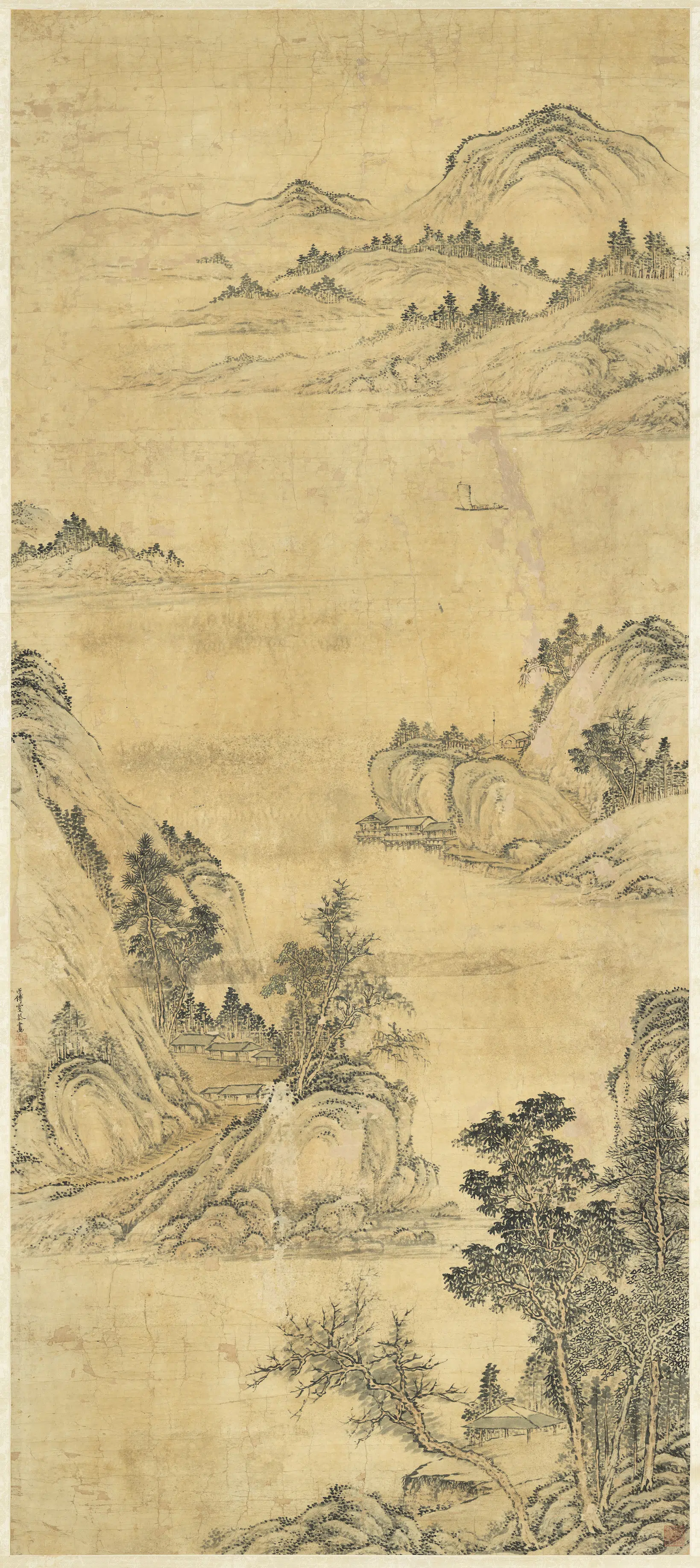 清代【傅雯】《远浦归帆图轴》 第1张