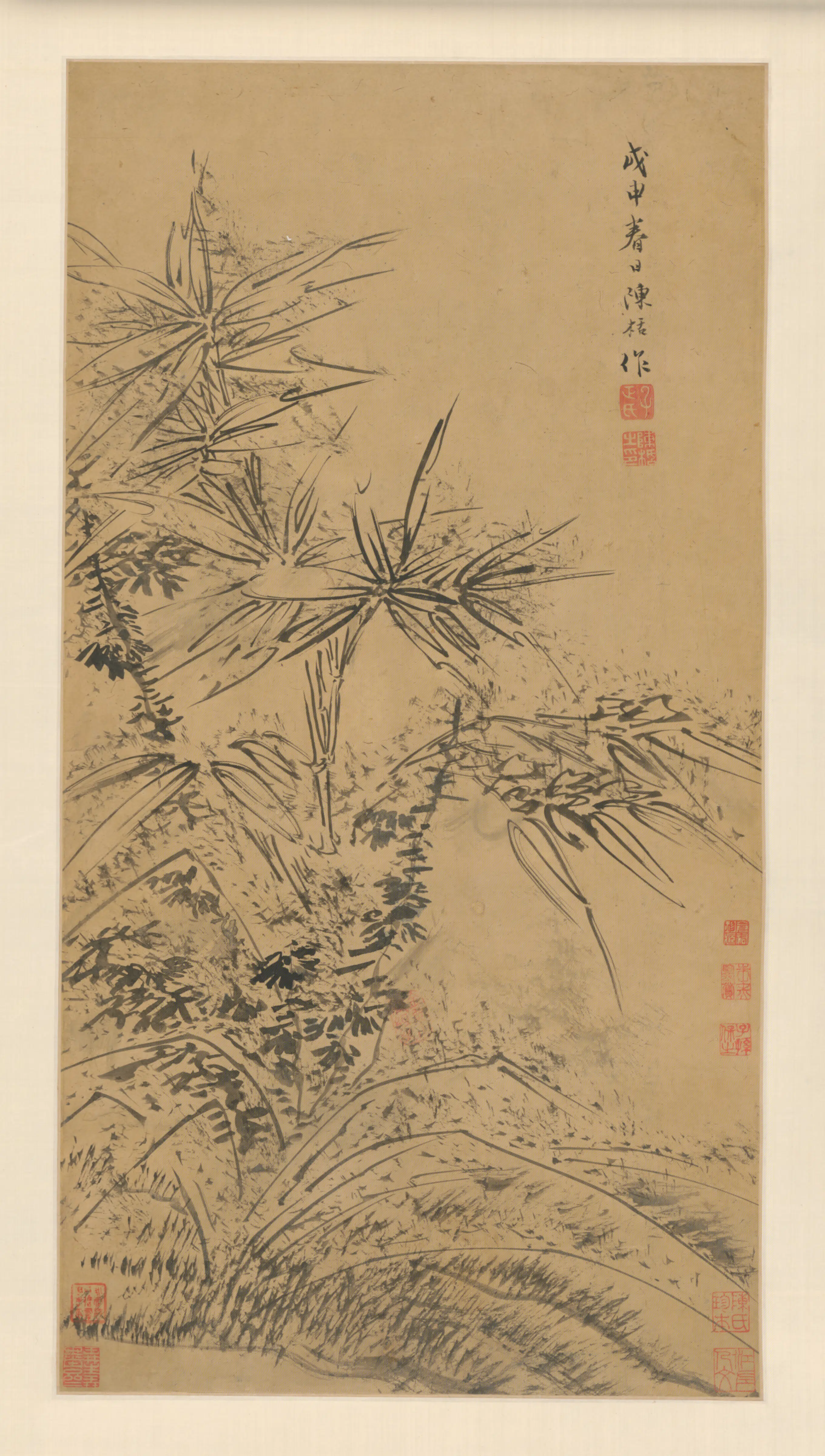 明朝【陈栝】《墨笔竹石轴》