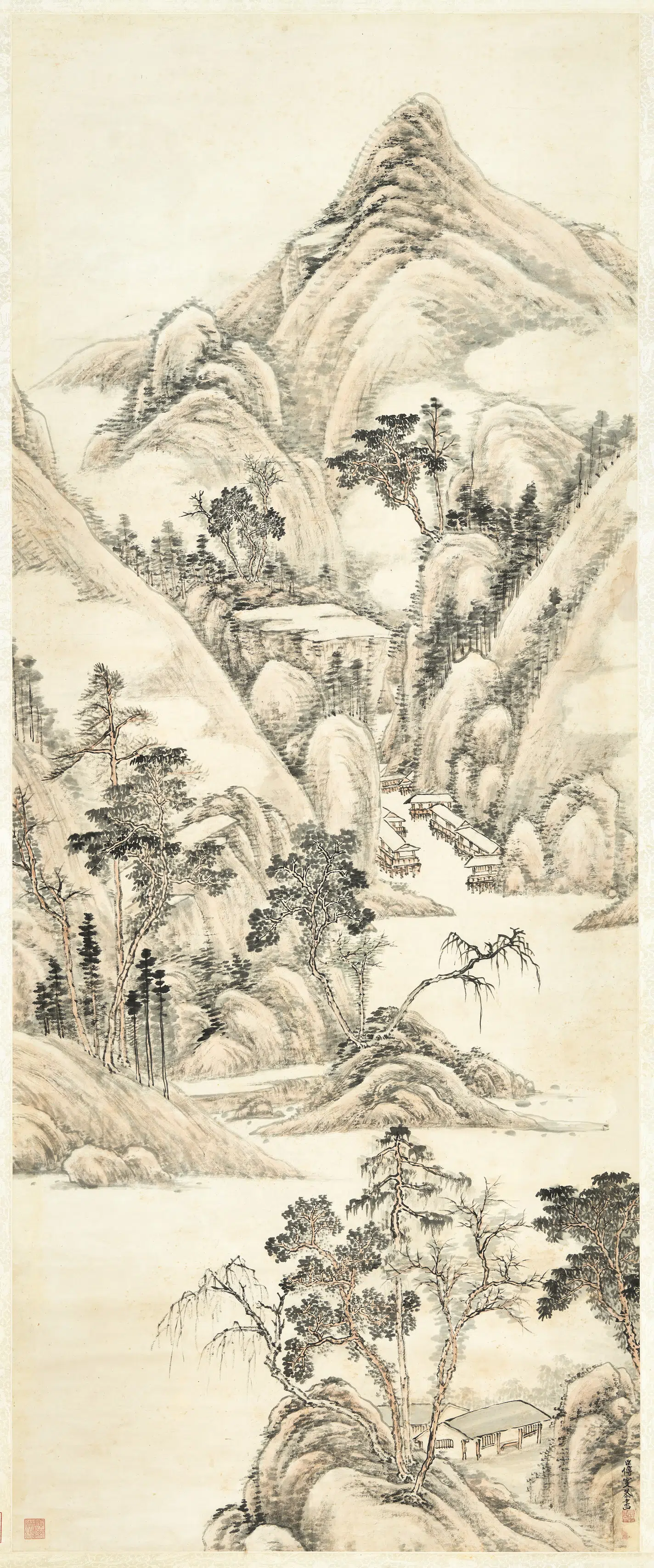清代【傅雯】《溪山佳处图轴》