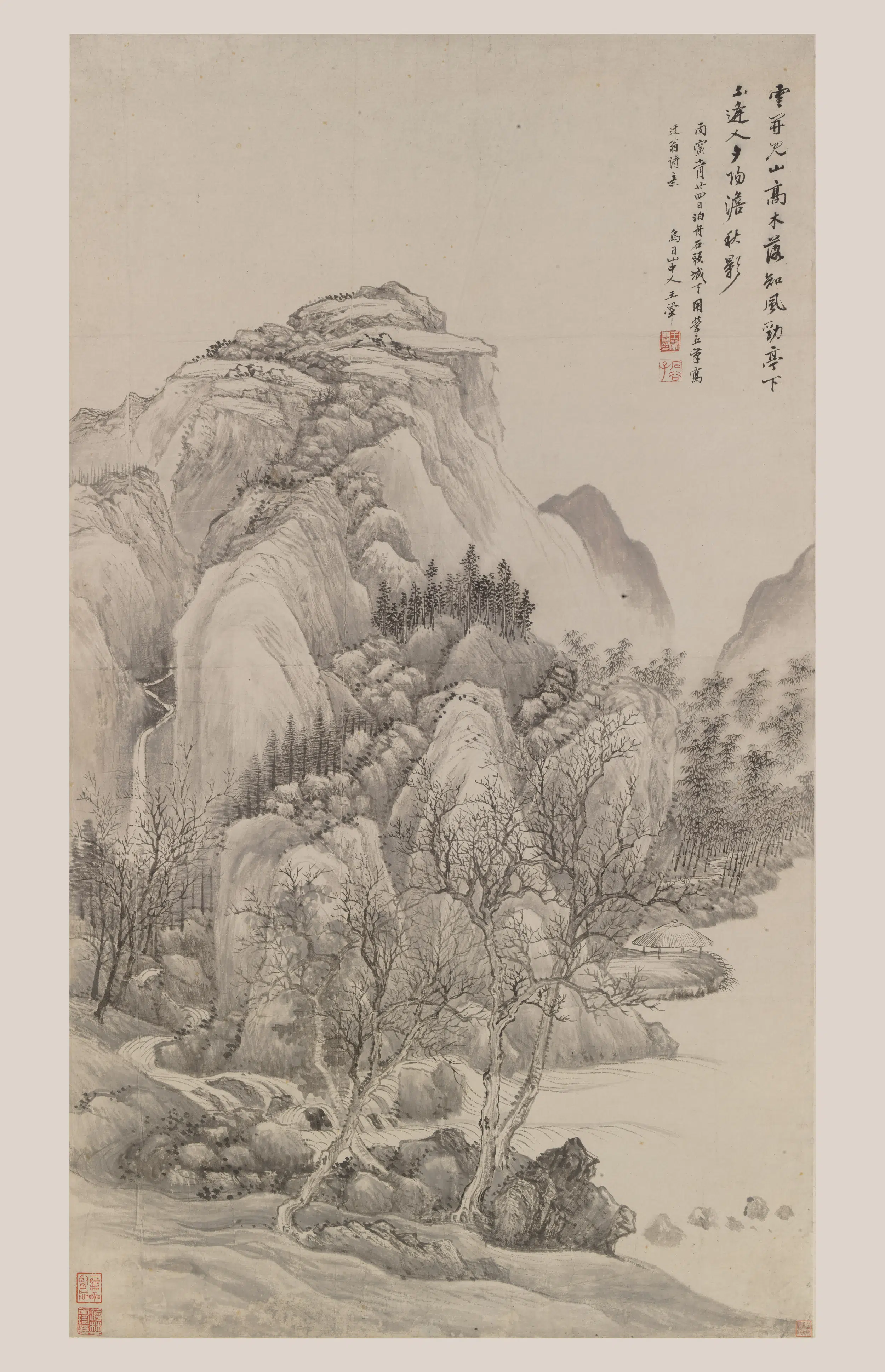 清代【王翚】《仿李成山水轴》