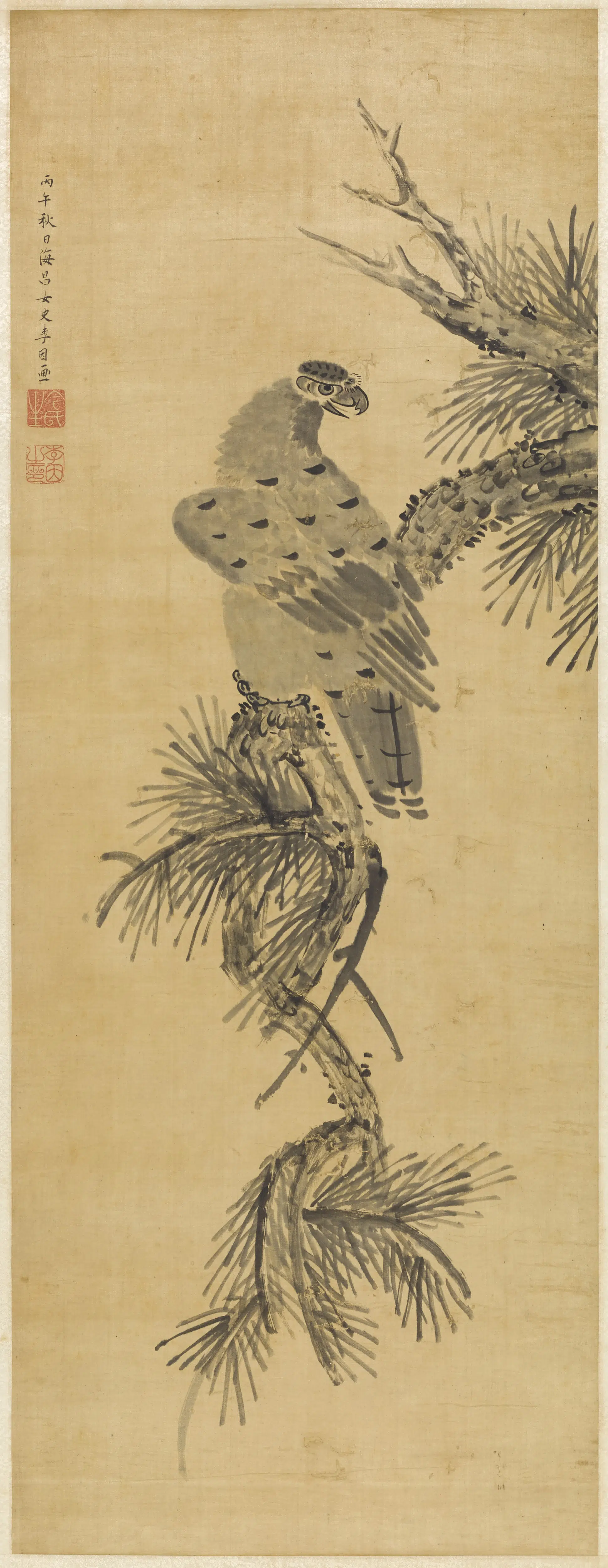 清代【李因】《松鹰图轴-2》