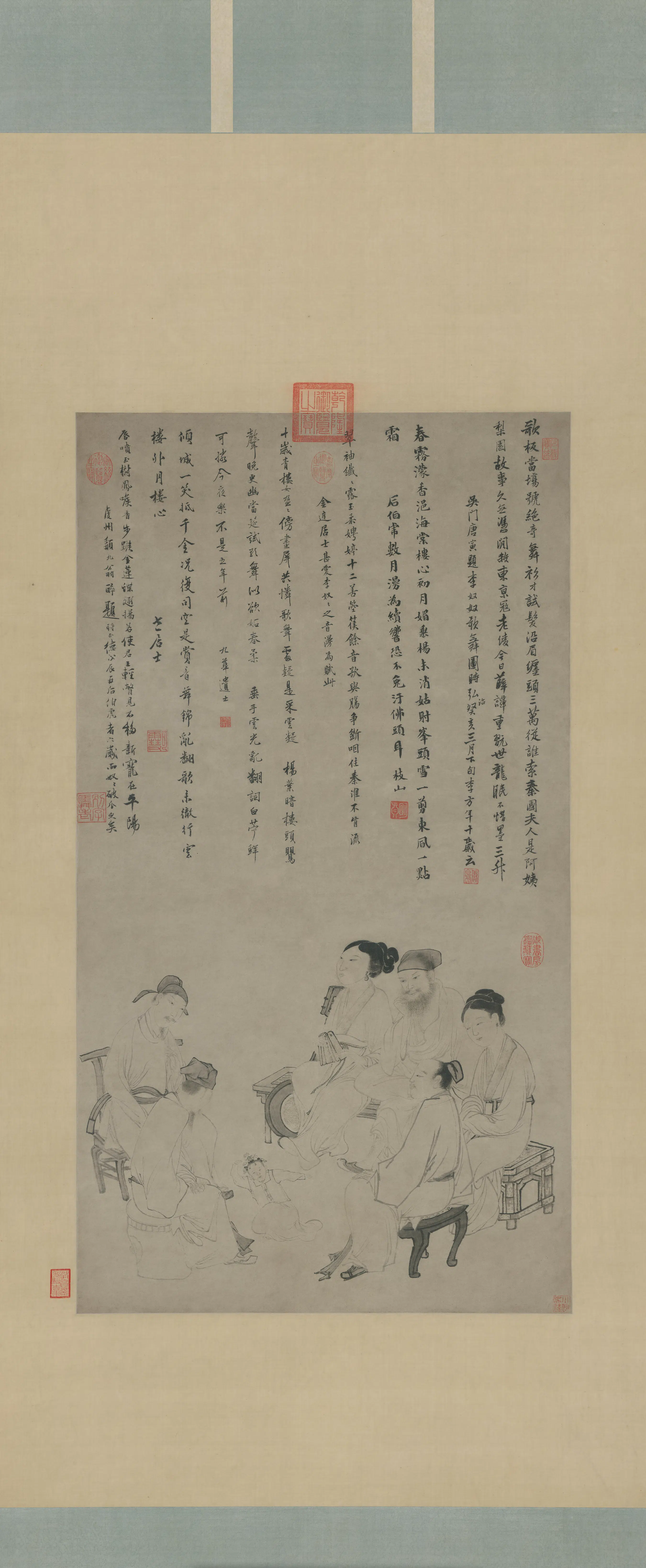 明代【吴伟】《歌舞图轴》