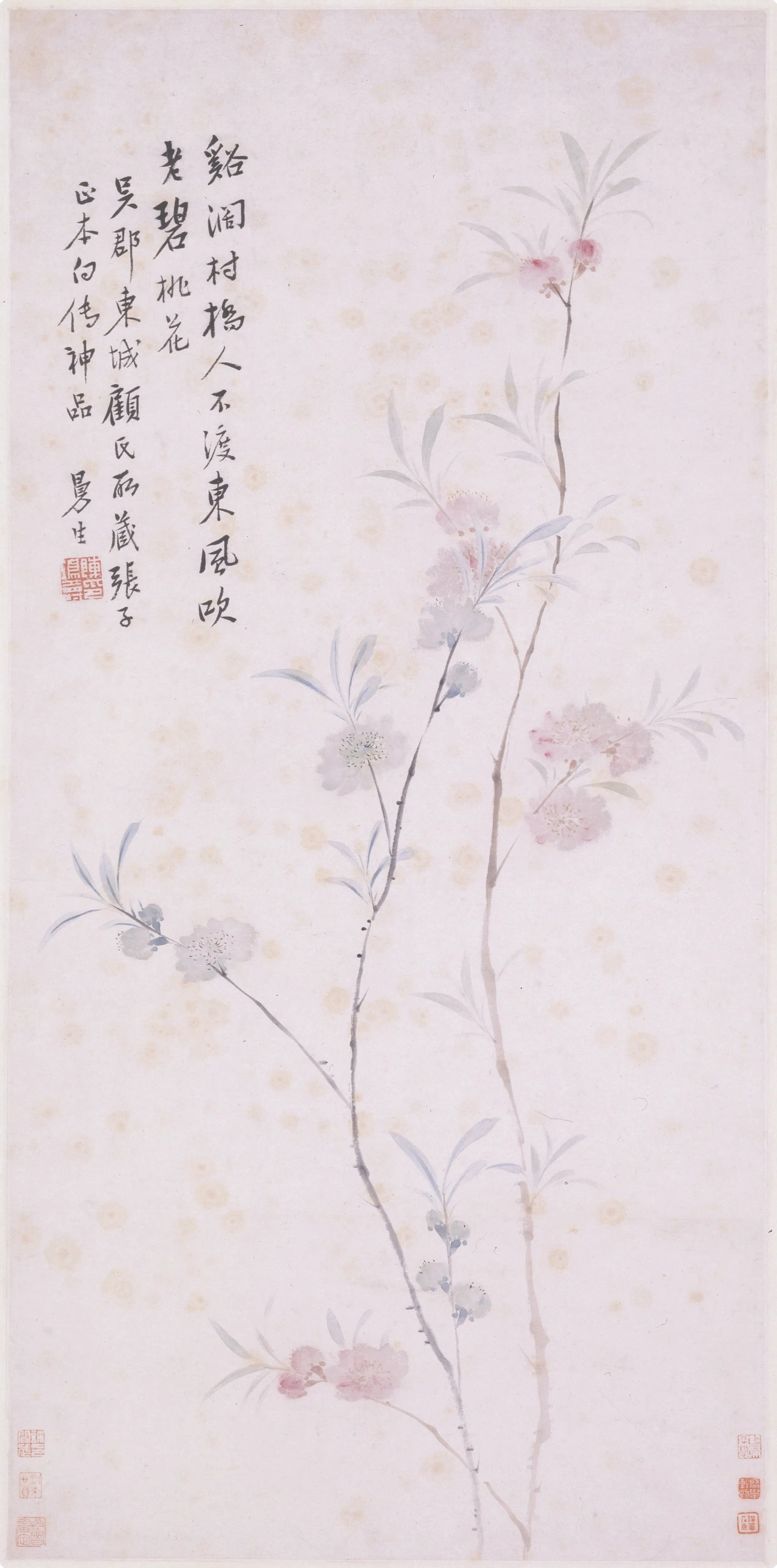 清代【陈鸿寿】《碧桃图轴》