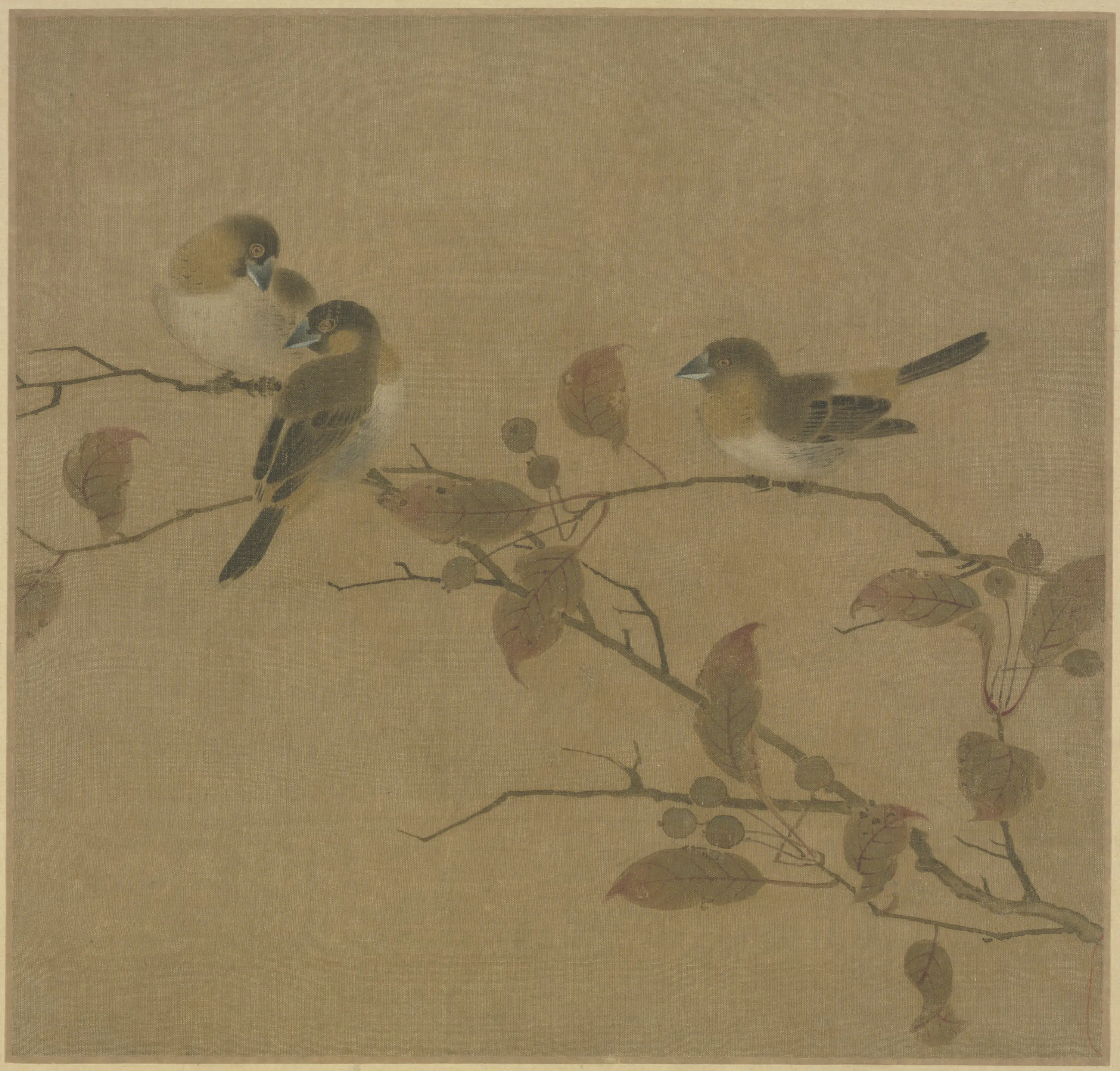 宋代《宋人霜桕山鸟图页》