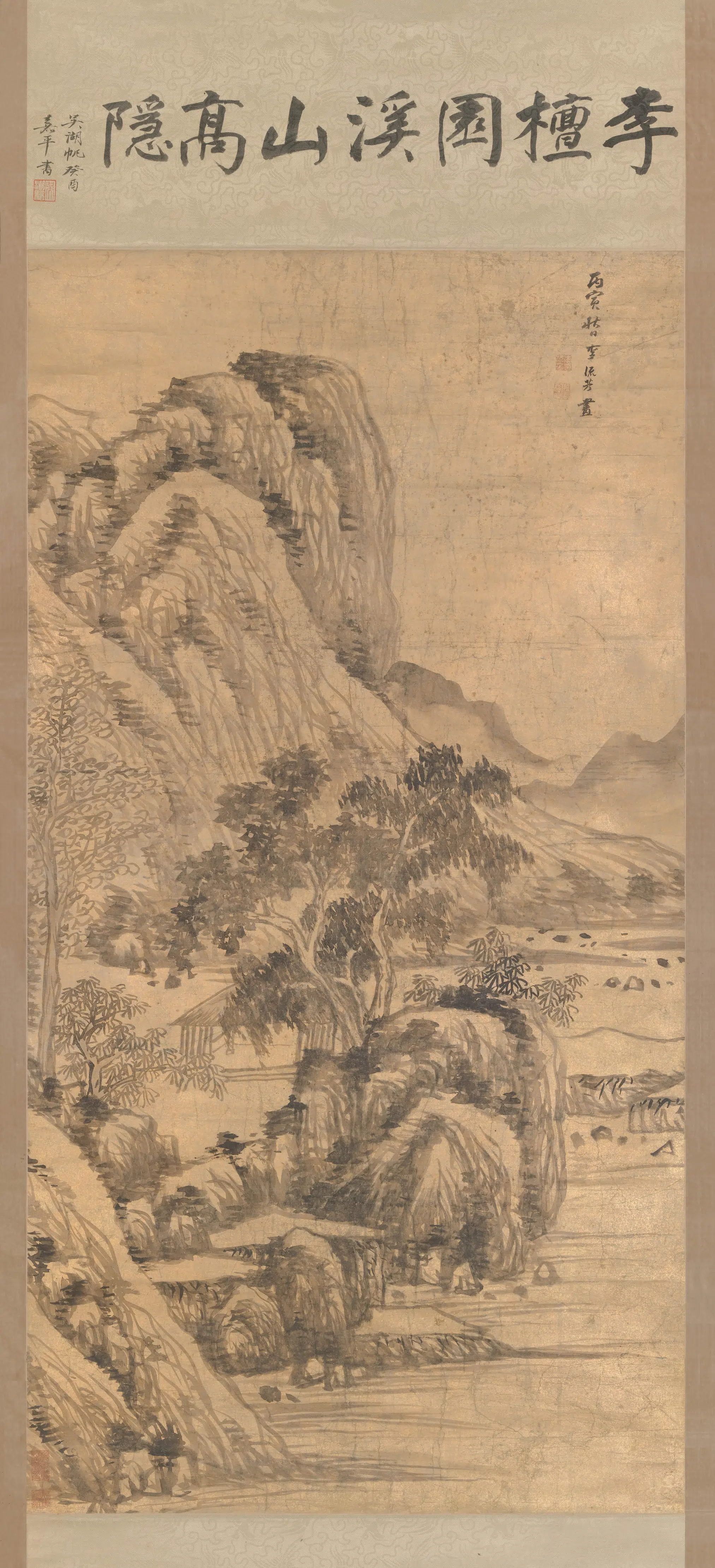 明朝【李流芳】《溪山茅屋图轴-1》