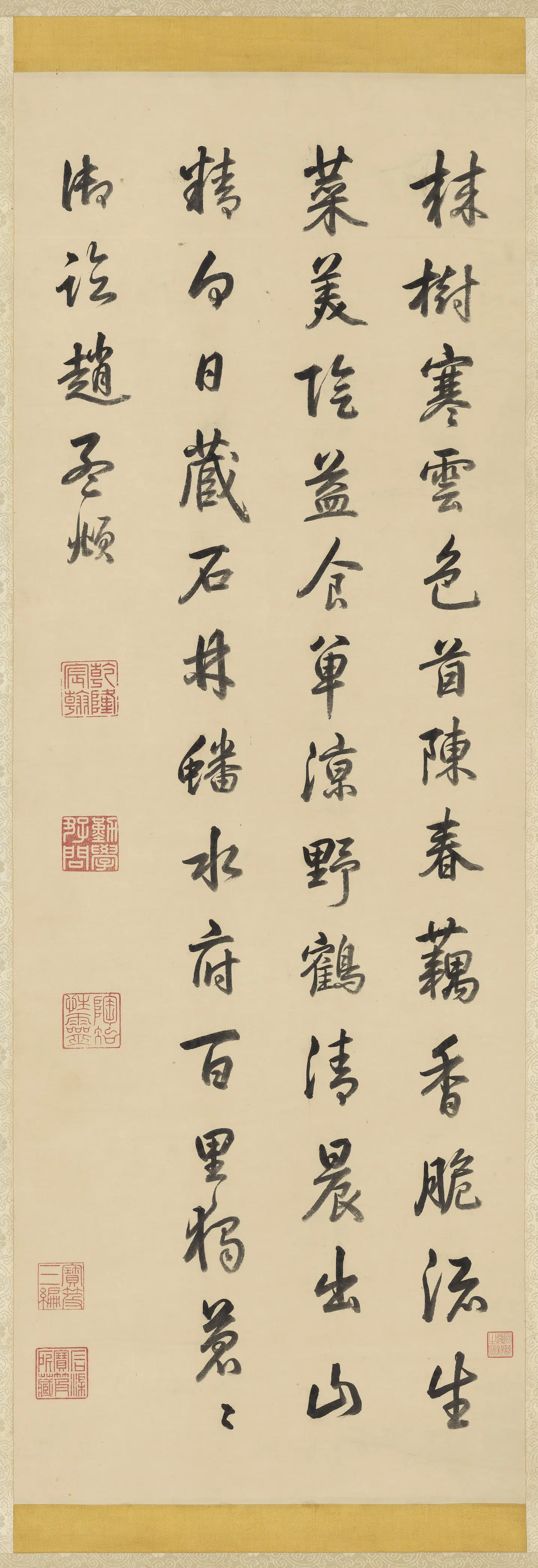清代【爱新觉罗弘历-乾隆-清高宗】《高宗御临赵孟頫诗帖图轴》