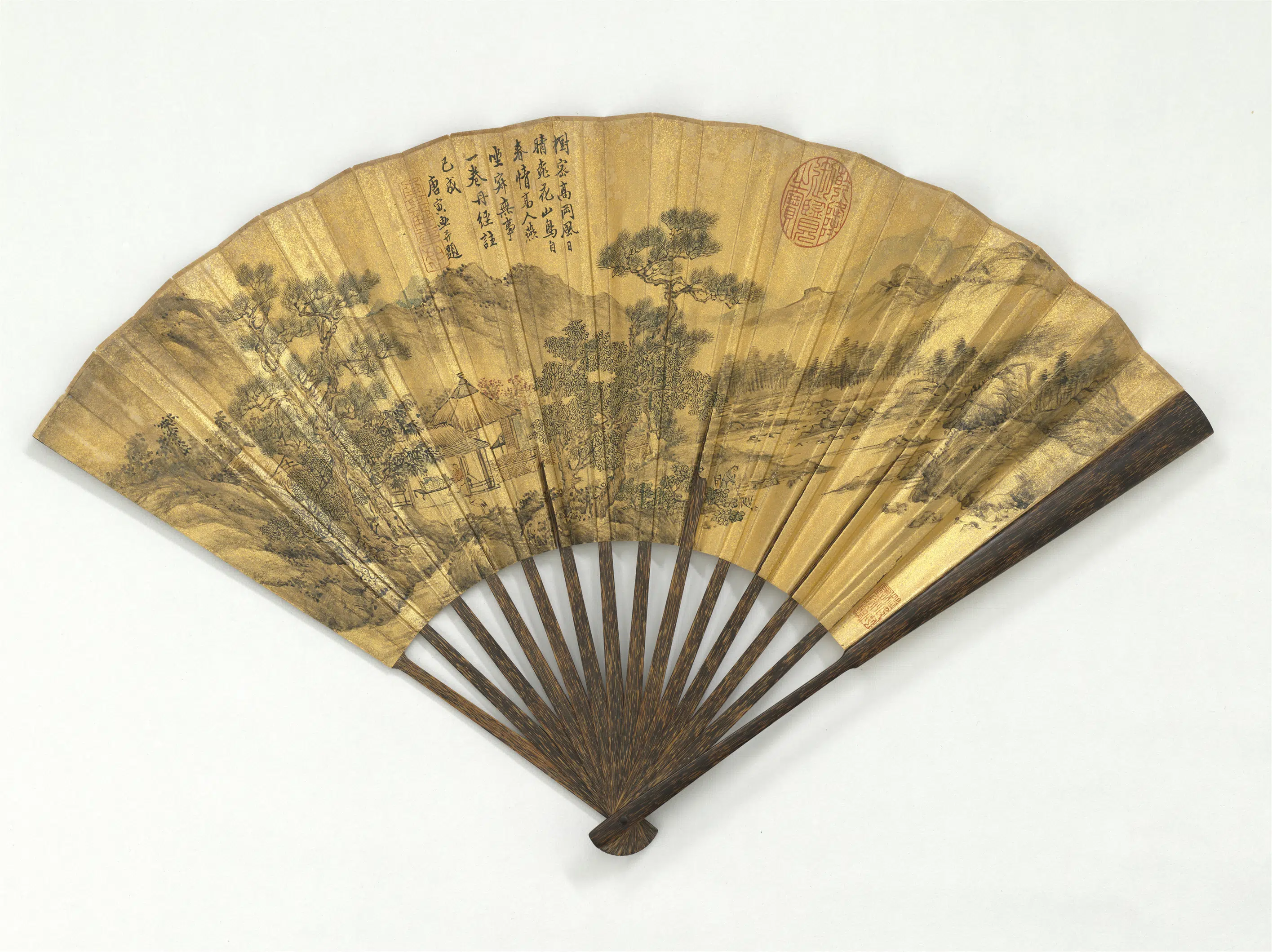 明朝【唐寅】《画松鹤-成扇》