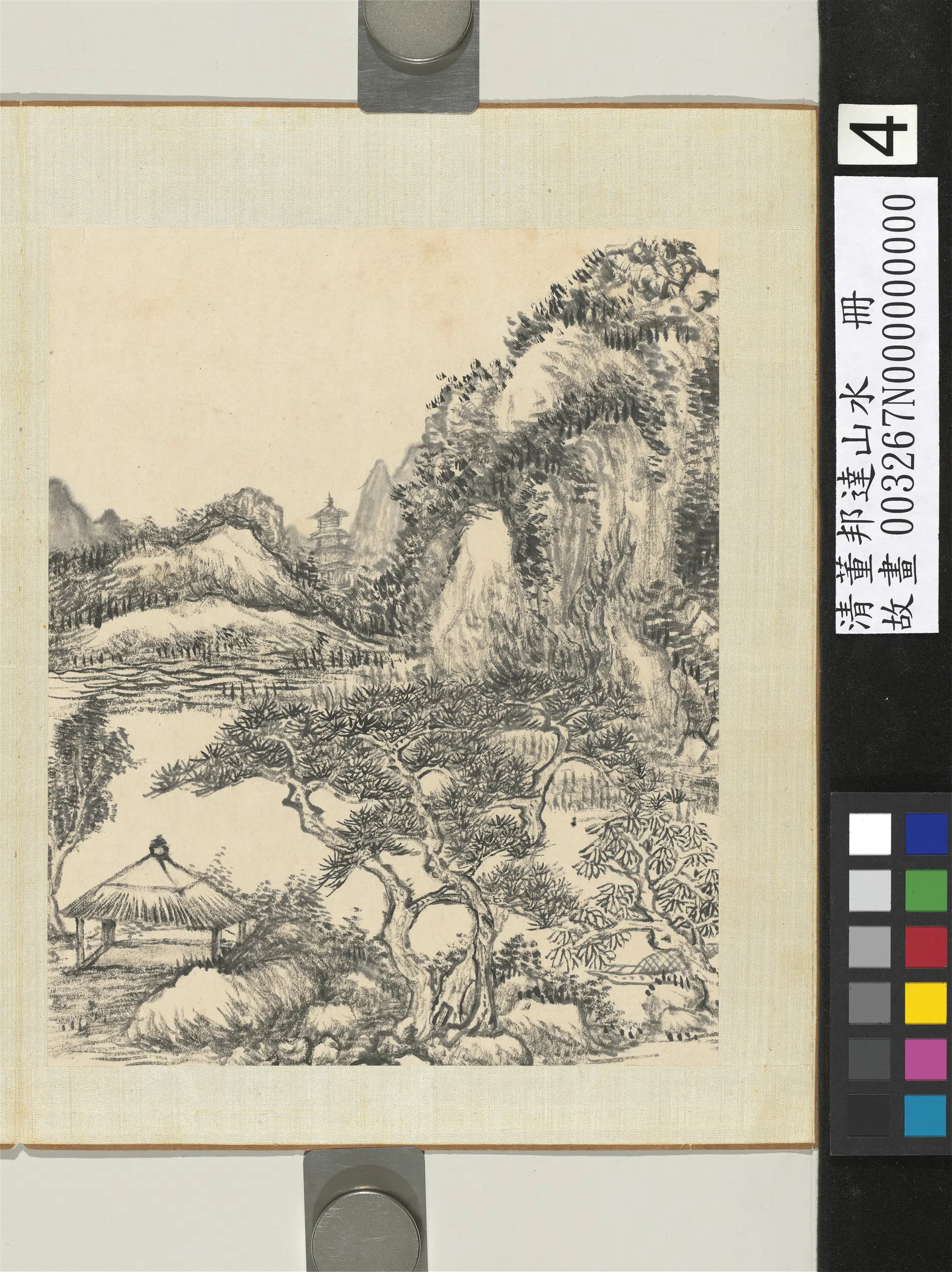清代【董邦达】《山水册-塔亭相对》