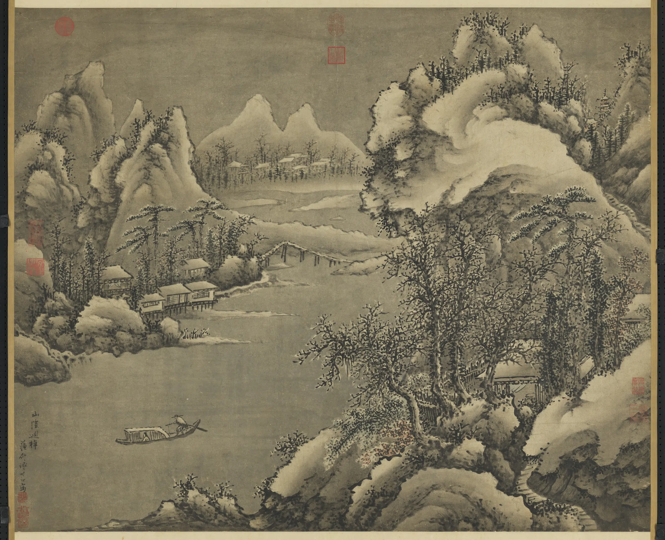明朝【谢时臣】《山阴归棹图轴》