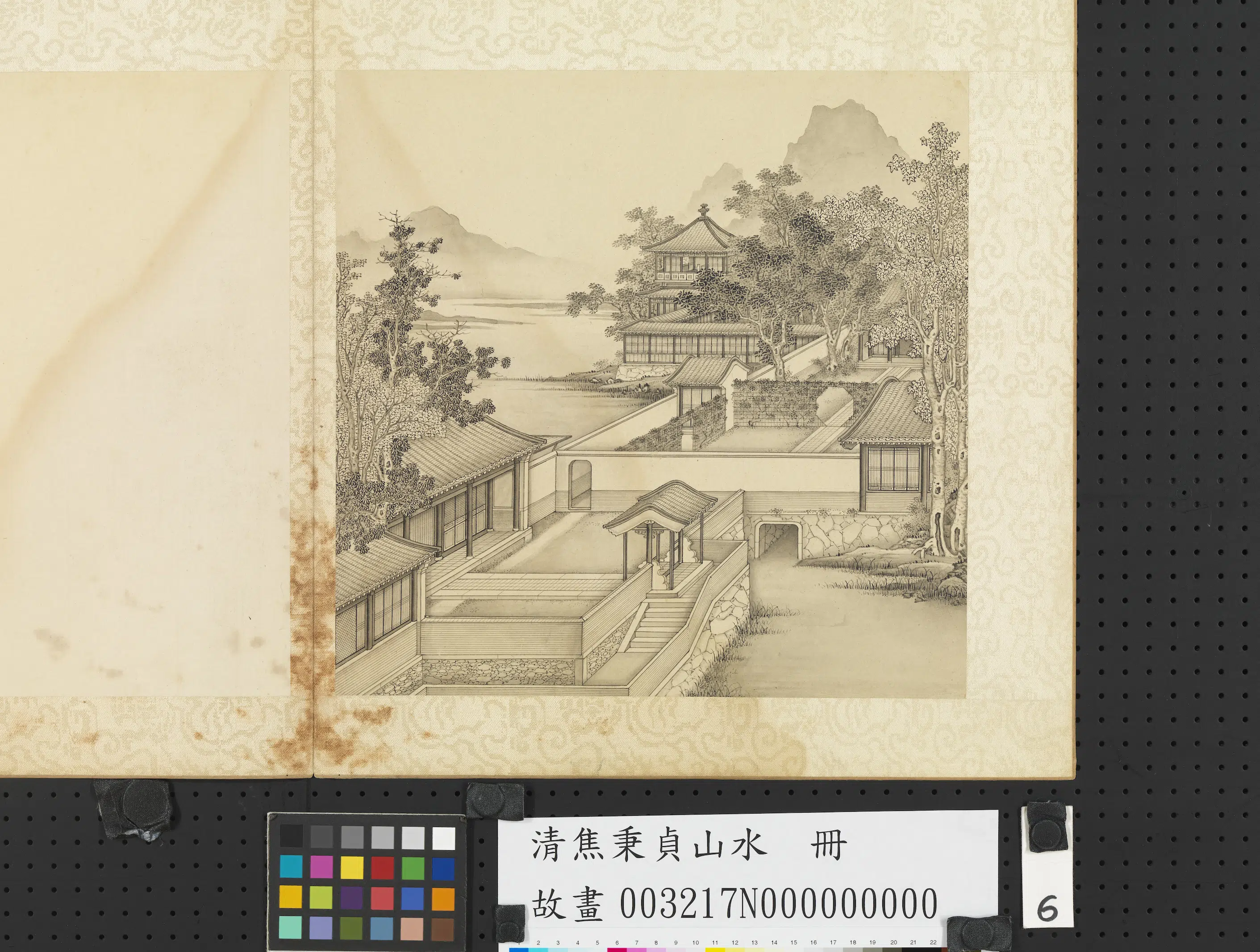 清代【焦秉贞】《山水册-高阁望江》