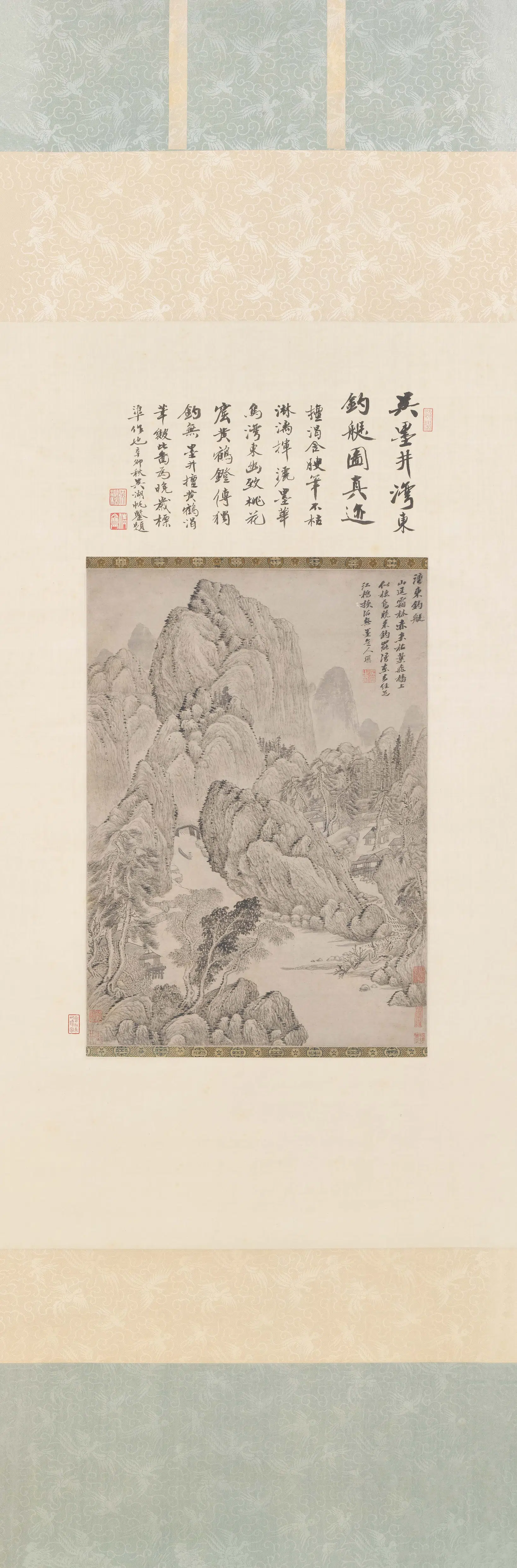 清代【吴历】《湾东钓艇图轴》