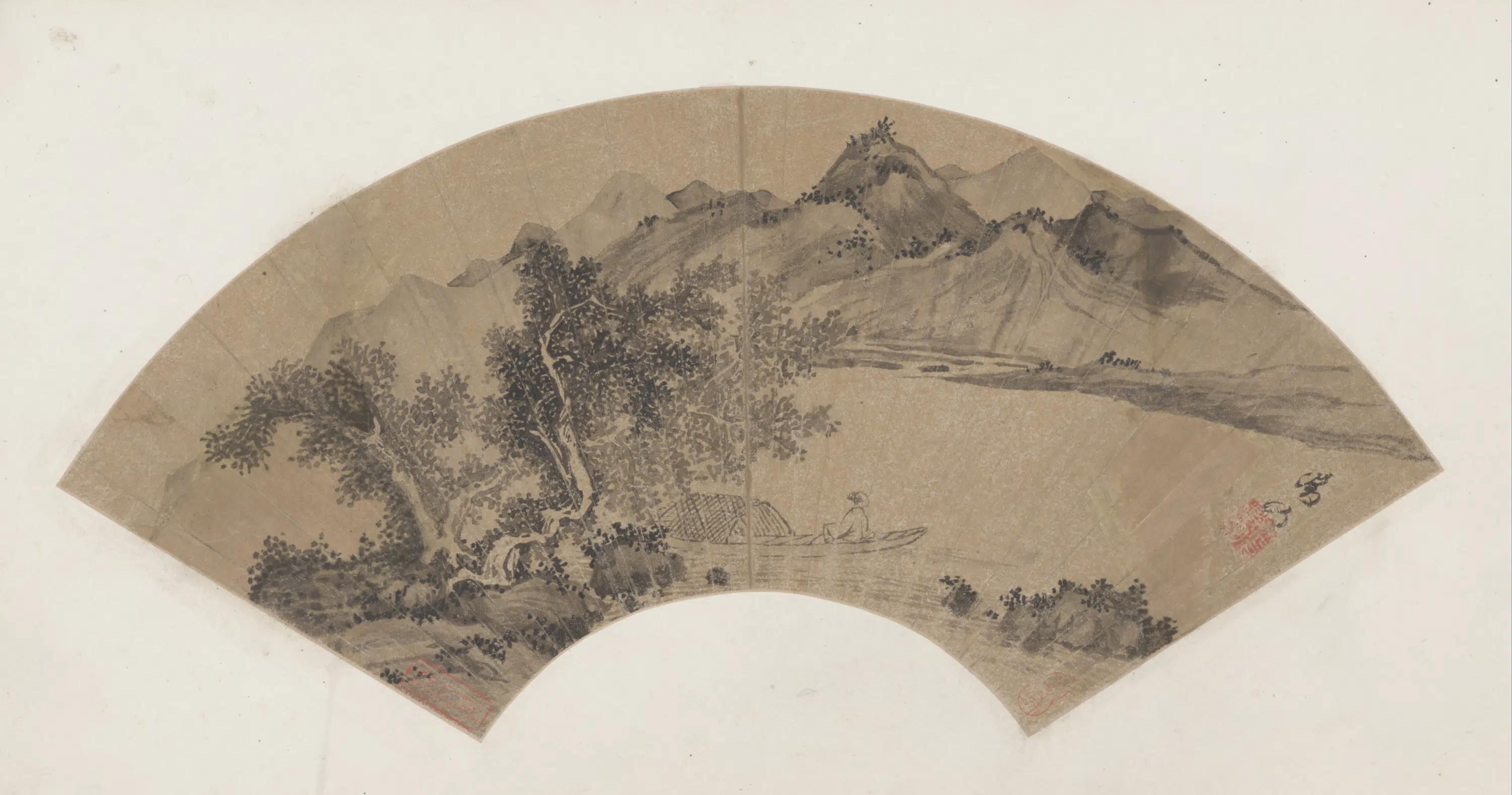 明朝【文徵明】《山水扇页-2》