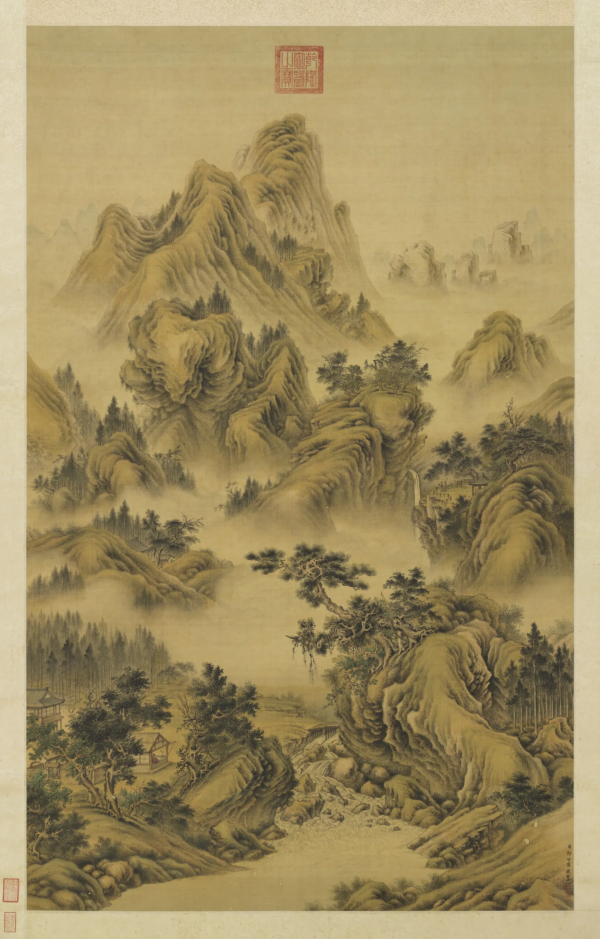 清代【郎世宁】《画山水图轴》