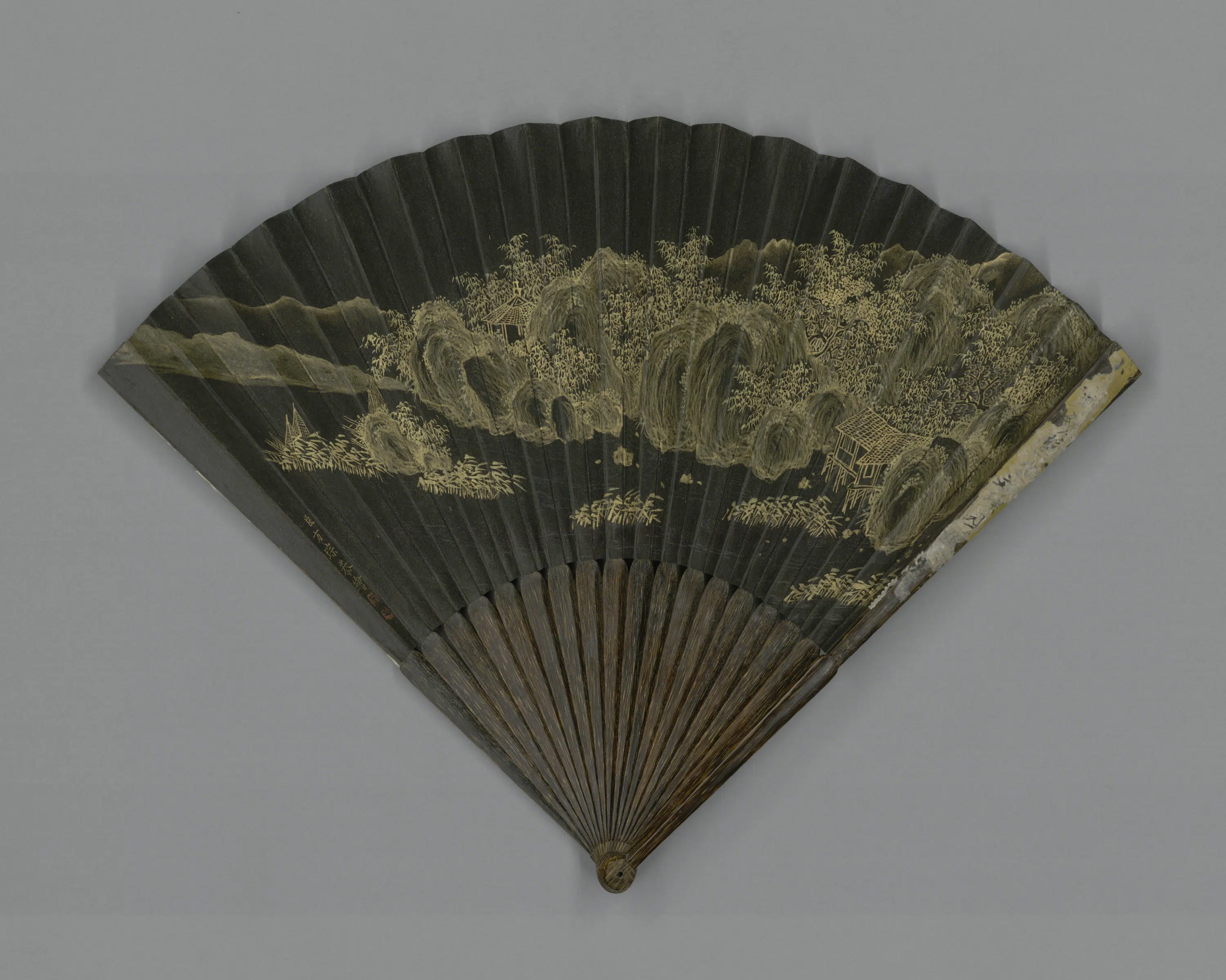 清代【方琮】《画山水刘统勋书诗成扇》