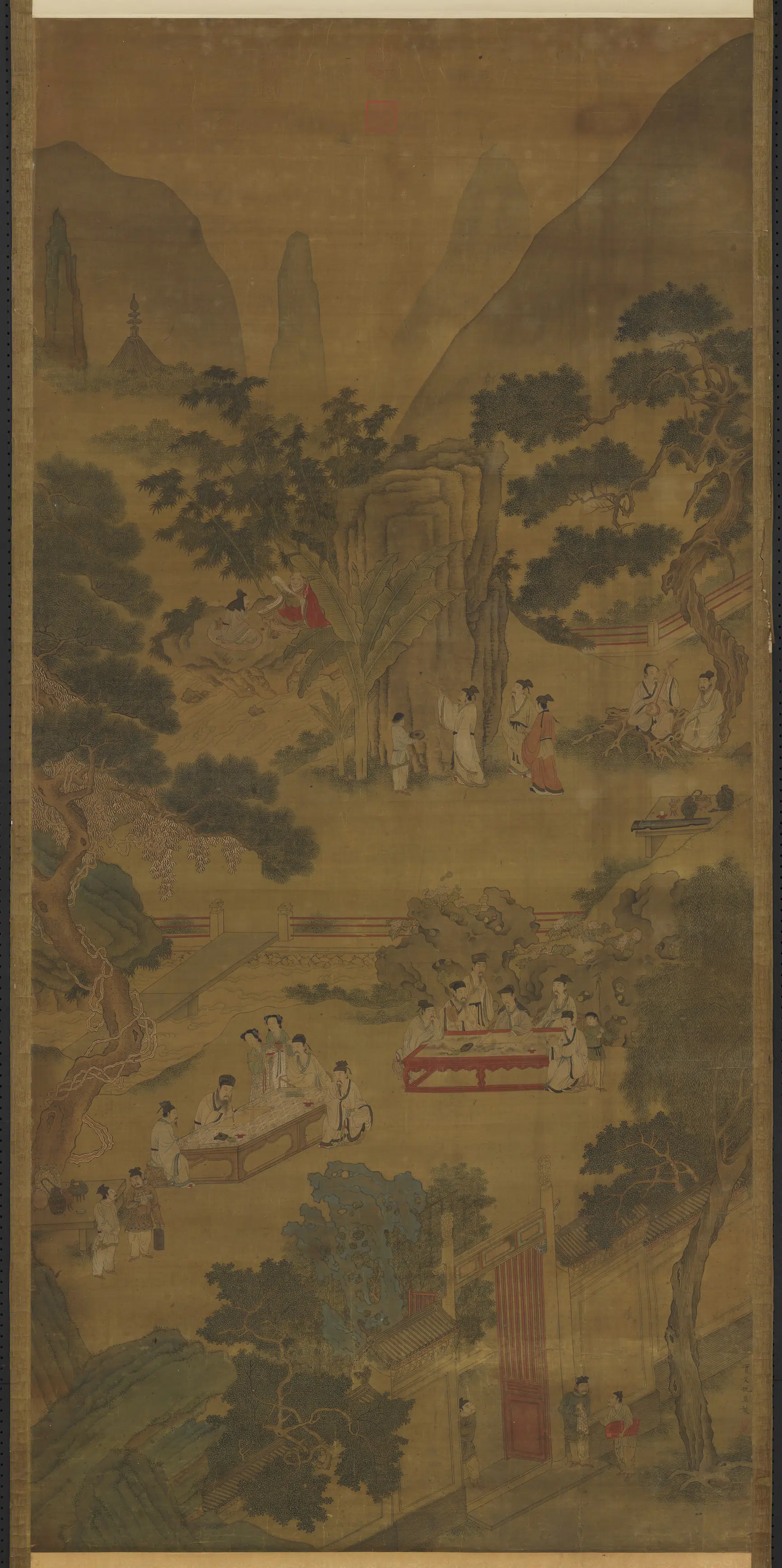 明朝【仇英】《西园雅集图轴-3》