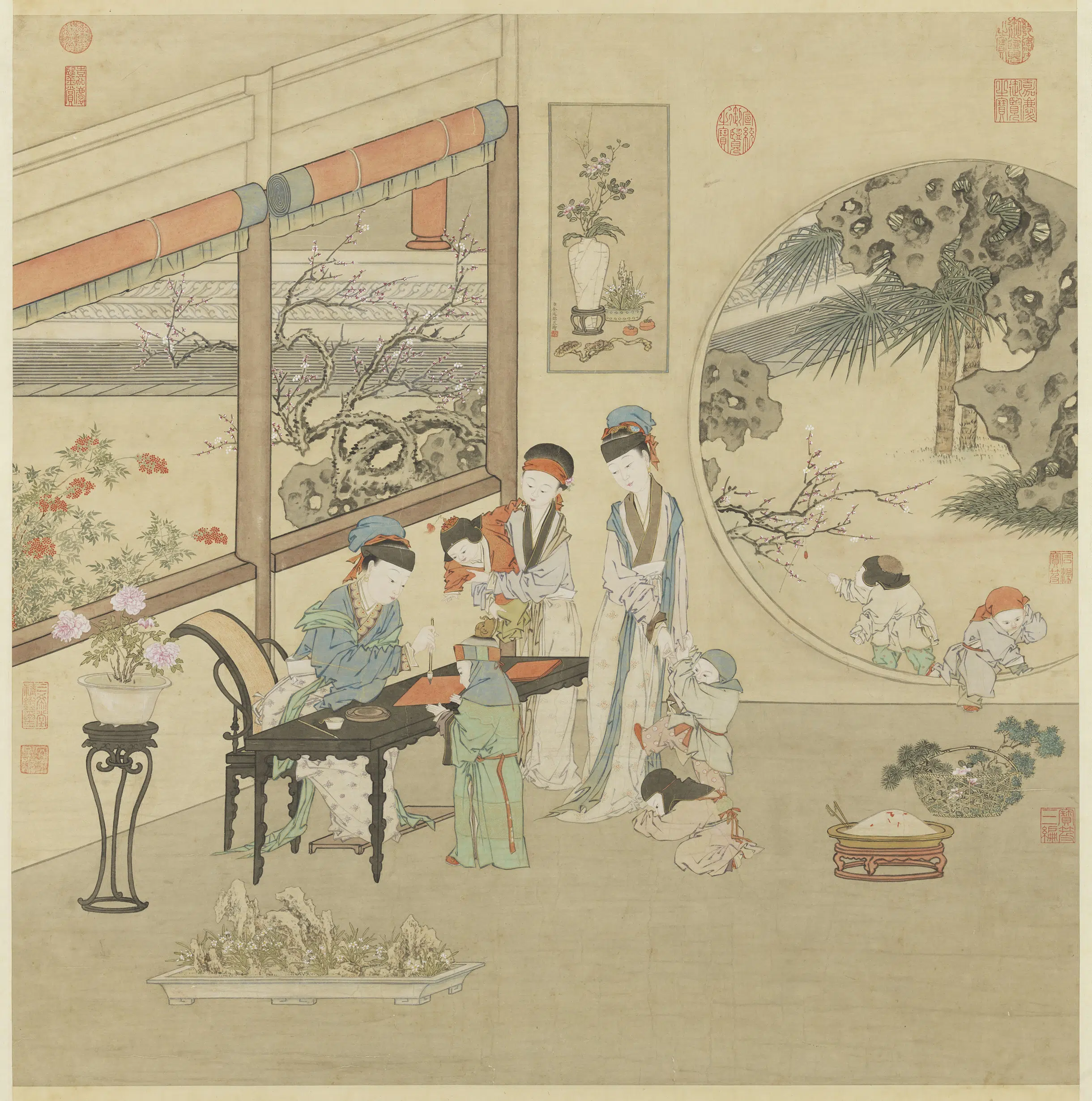 清代【金廷标】《画曹大家授书图轴》