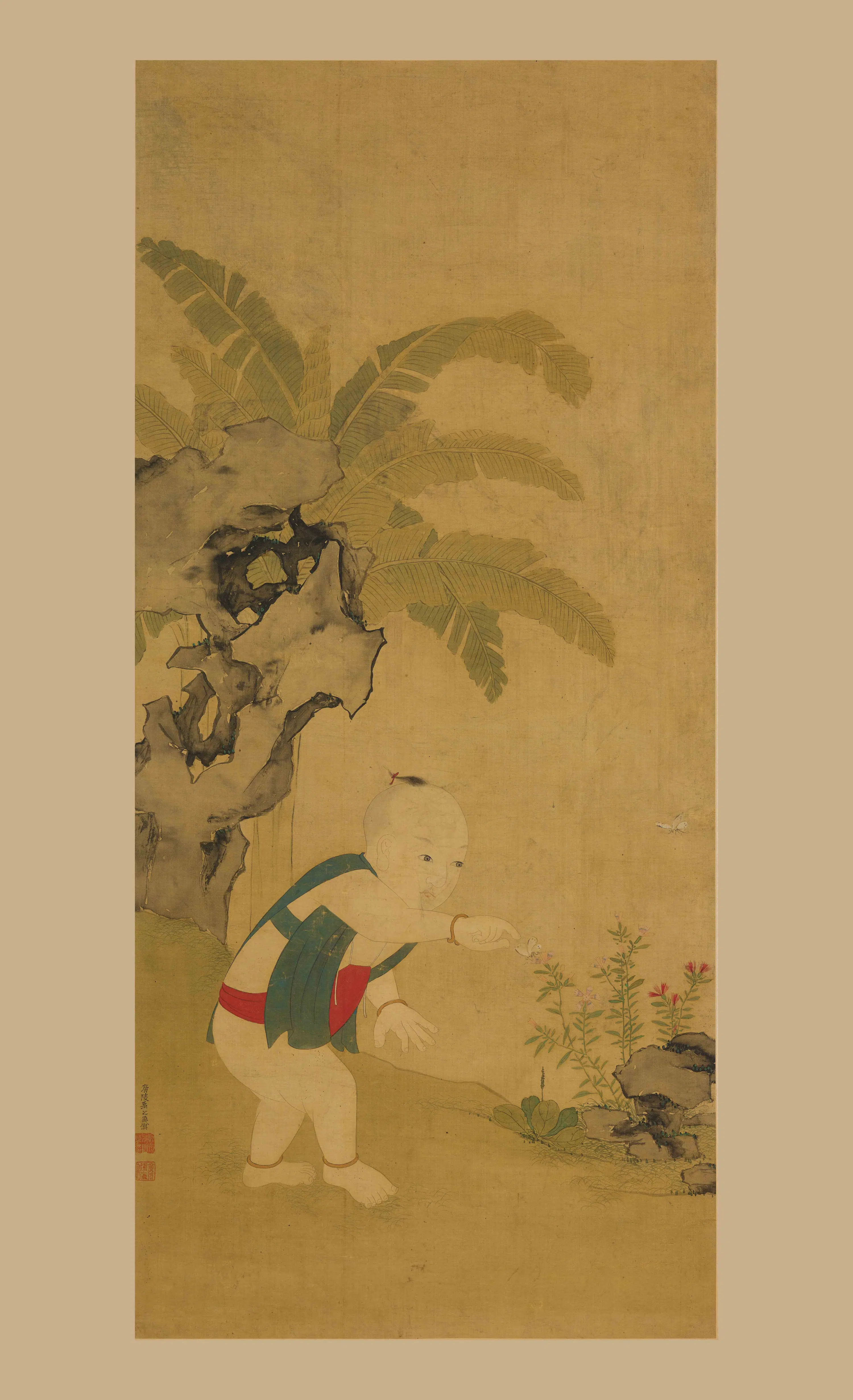 清代【禹之鼎】《婴孩嬉蝶图轴》 第1张 清代【禹之鼎】《婴孩嬉蝶图轴》 第1张