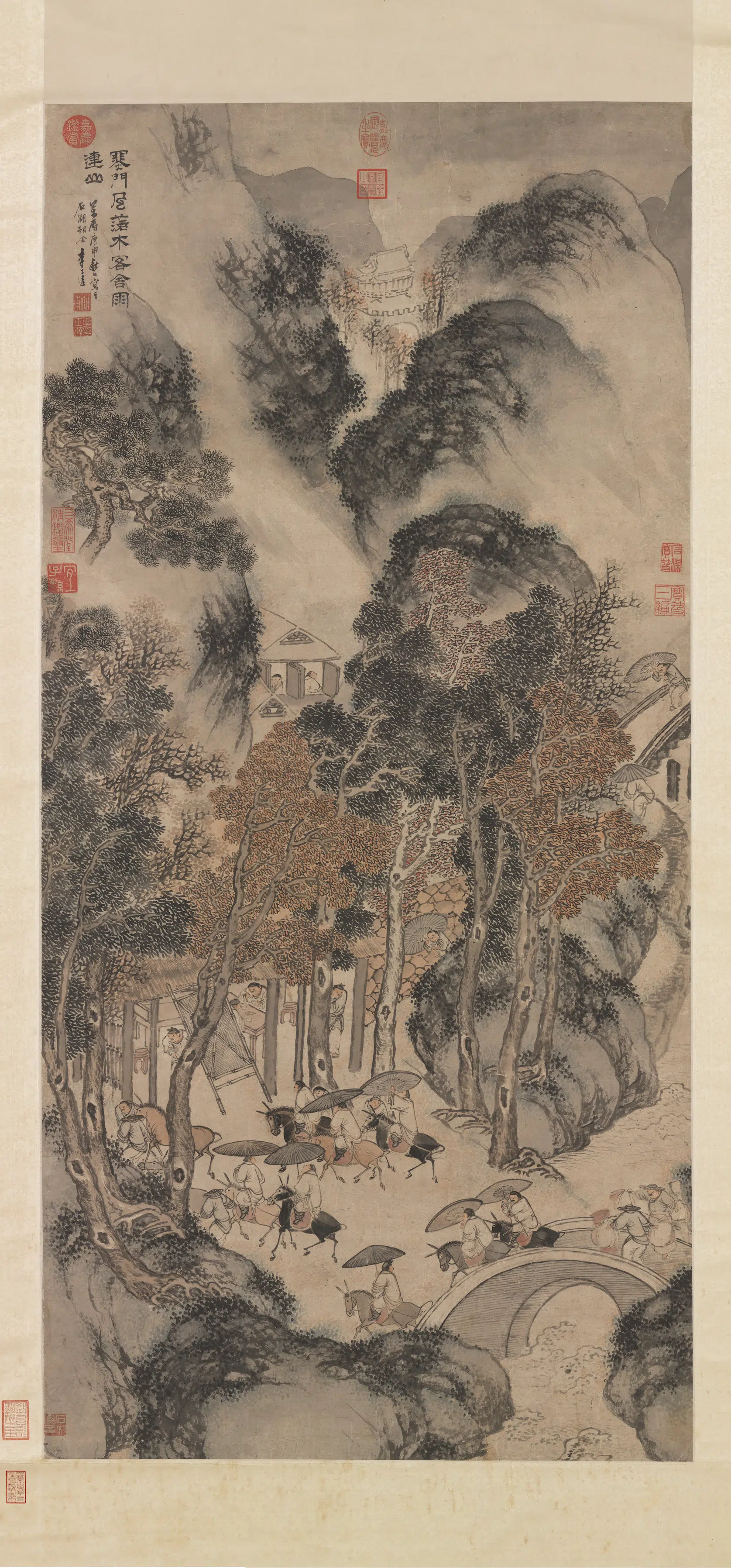 明朝【李士达】《关山风雨图轴》