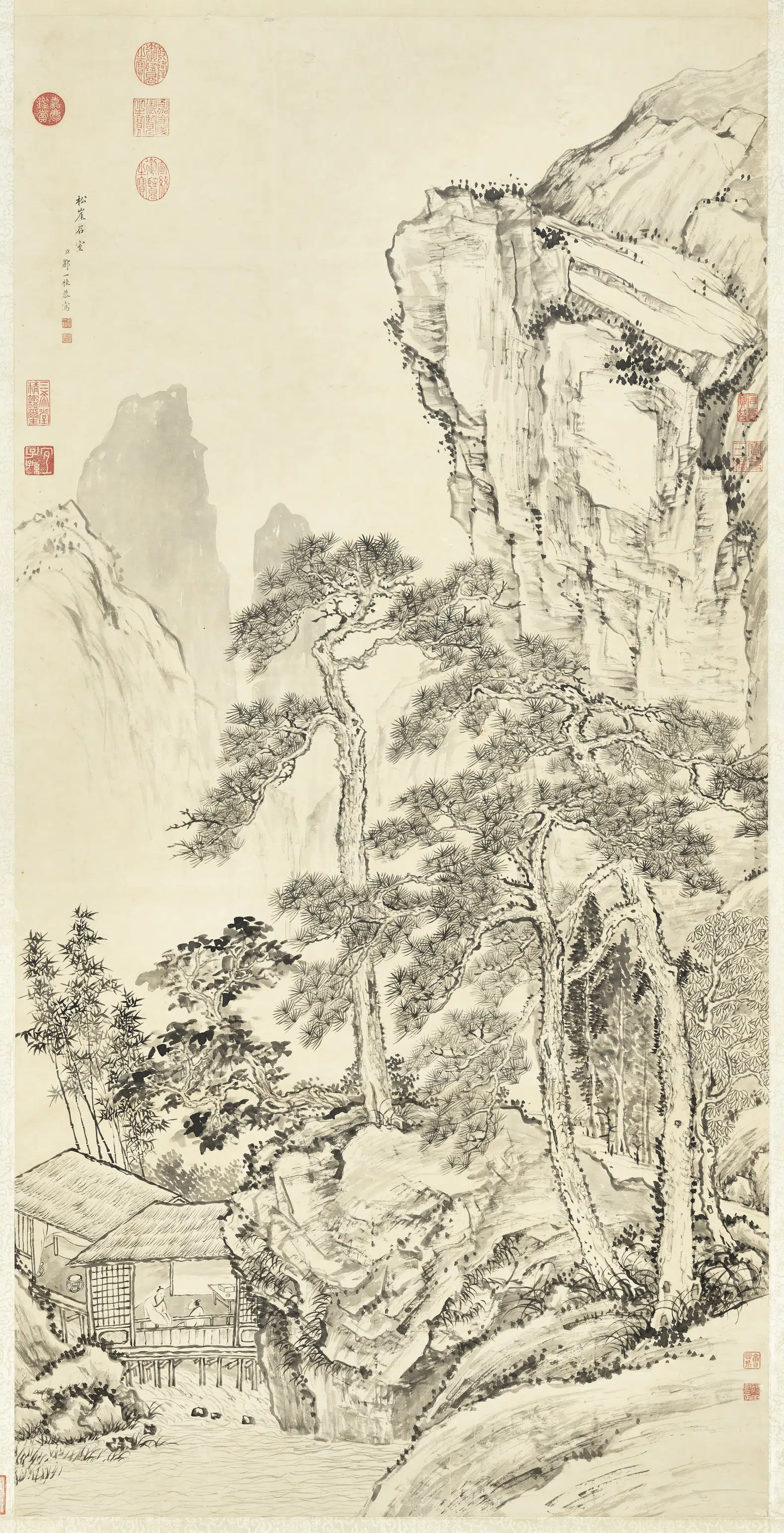 清代【邹一桂】《松岩石室图轴》 第1张 清代【邹一桂】《松岩石室图轴》 第1张