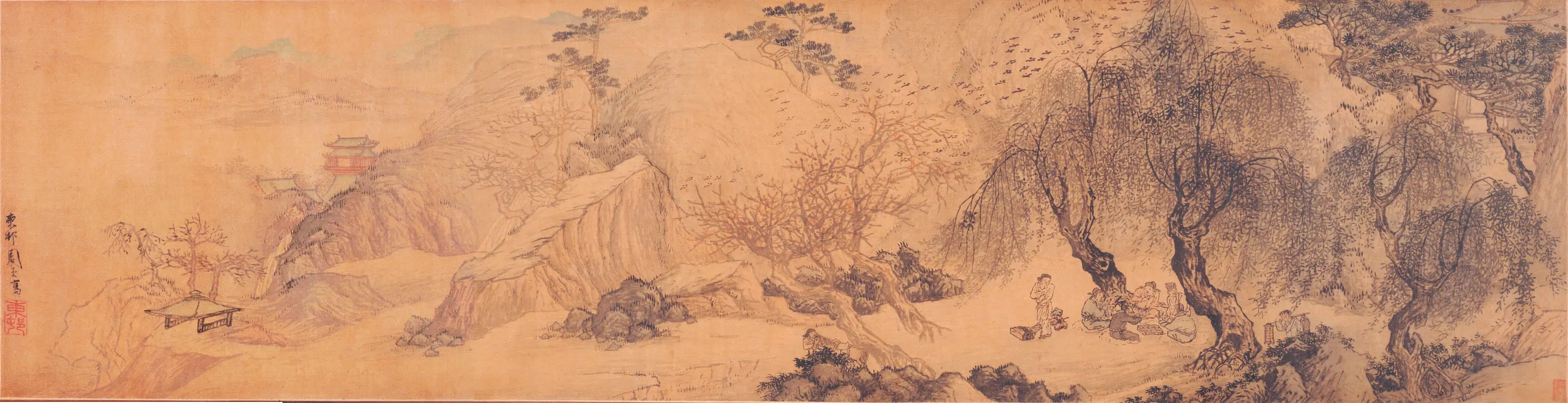 明朝【周臣】《春游闲眺图卷》