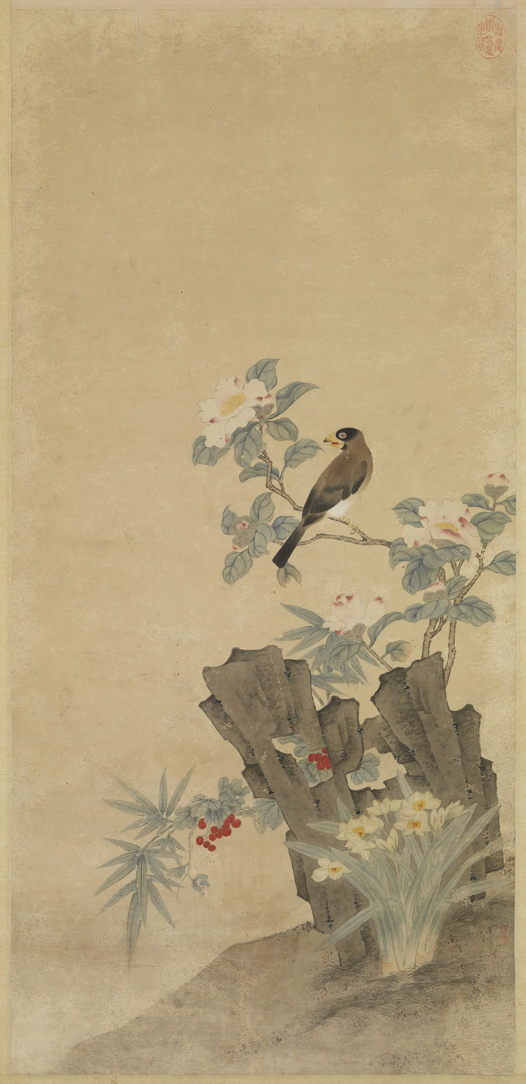 明朝【赵寿】《花鸟图轴》