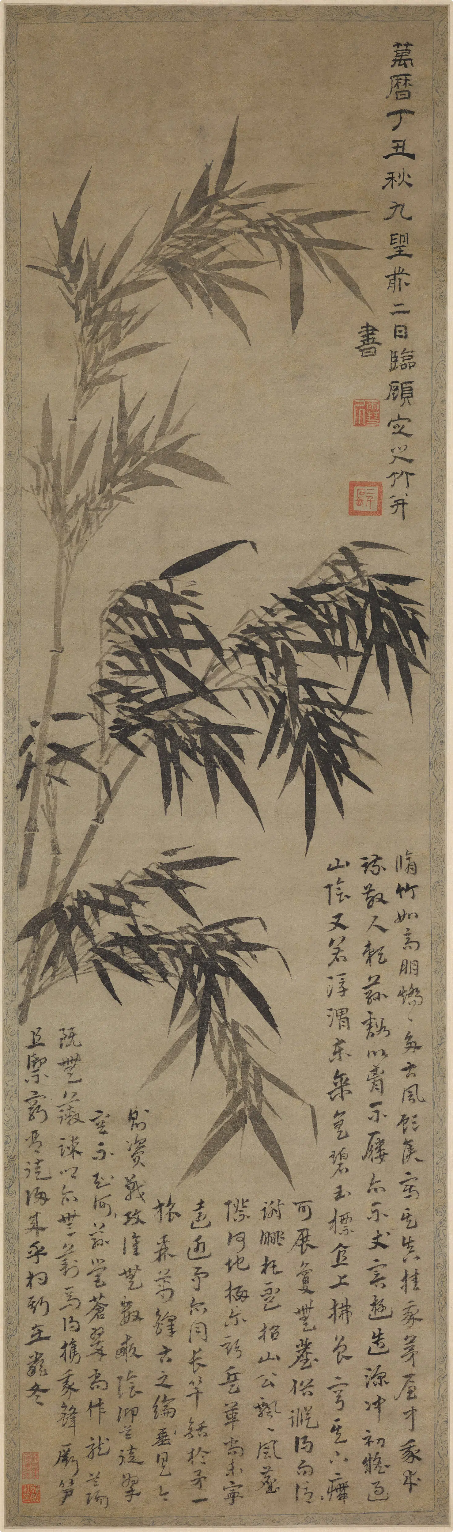 明朝【孙克弘】《临顾安墨竹轴》