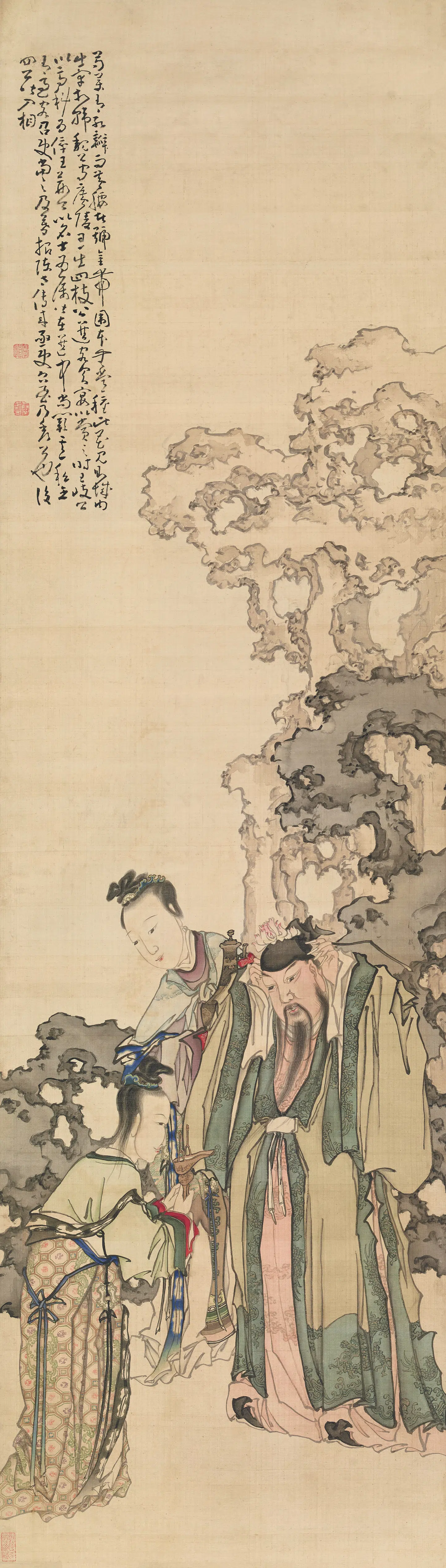 清代【黄慎】《簪花图轴》