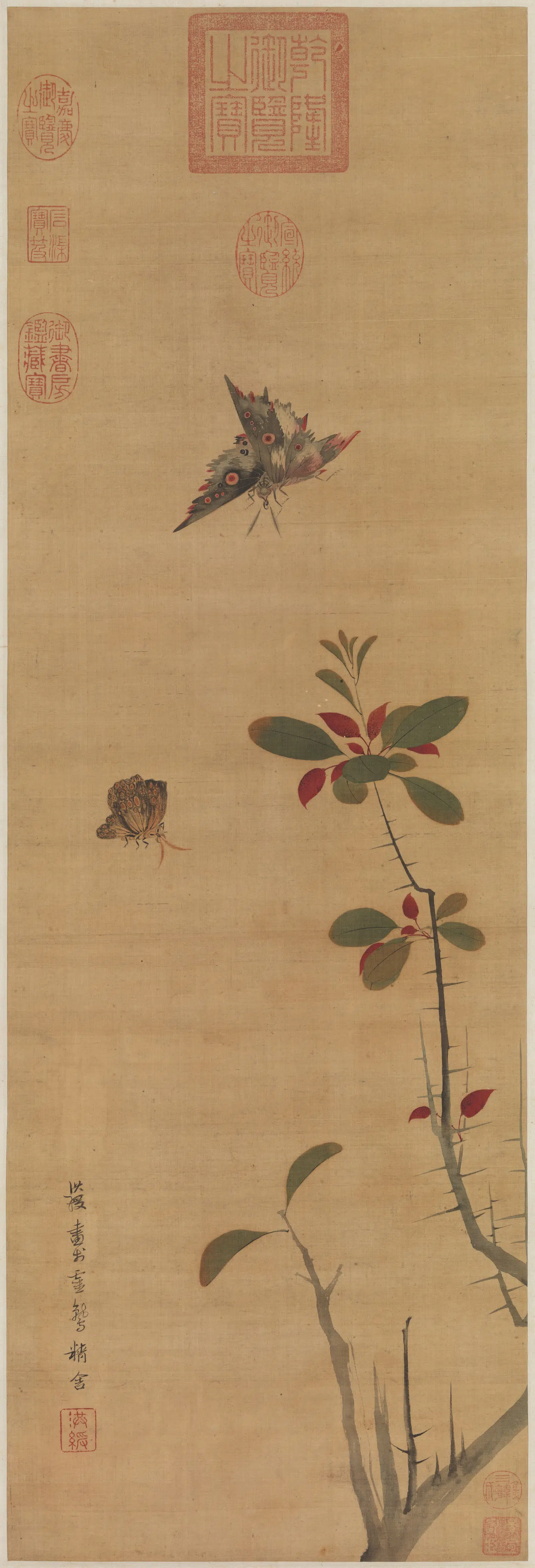 明朝【陈洪绶】《花蝶写生图轴》
