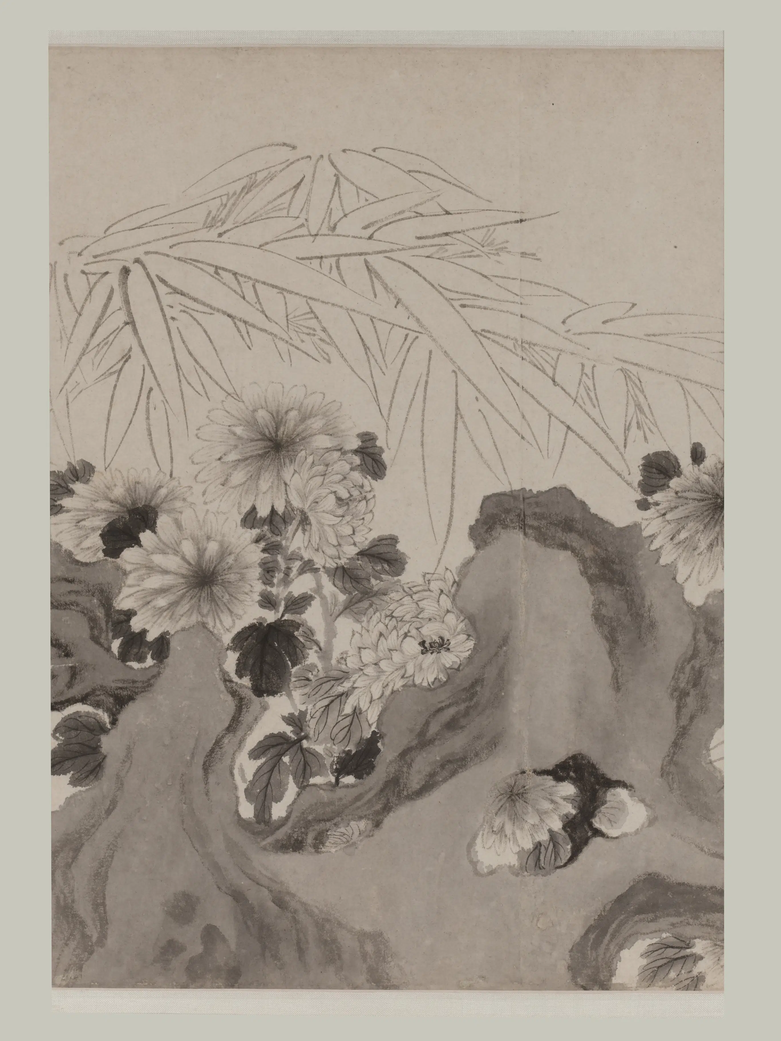 清代【王武】《竹石丛菊卷》