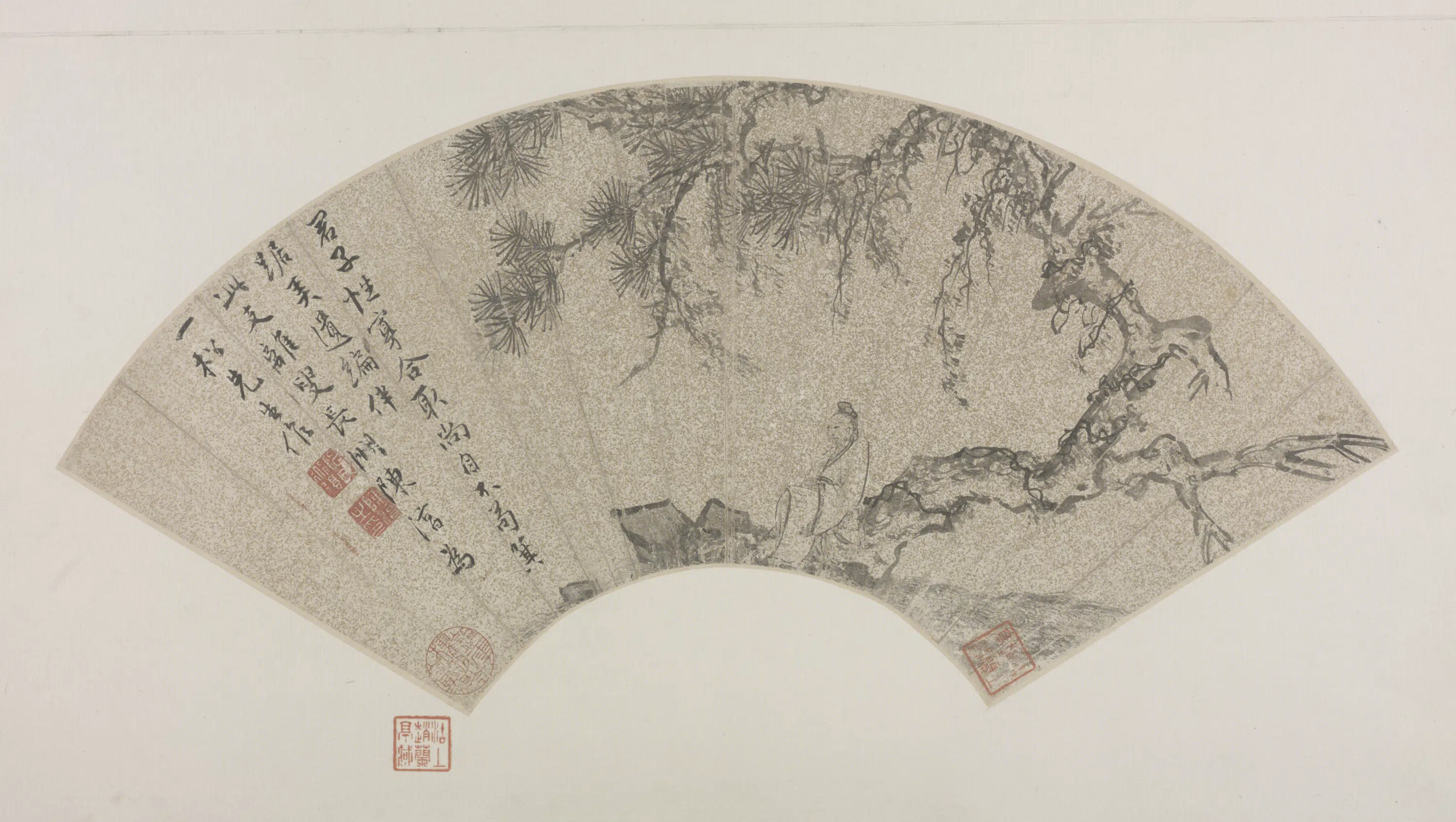 明朝【陈淳（道复）】《松荫高士扇面》