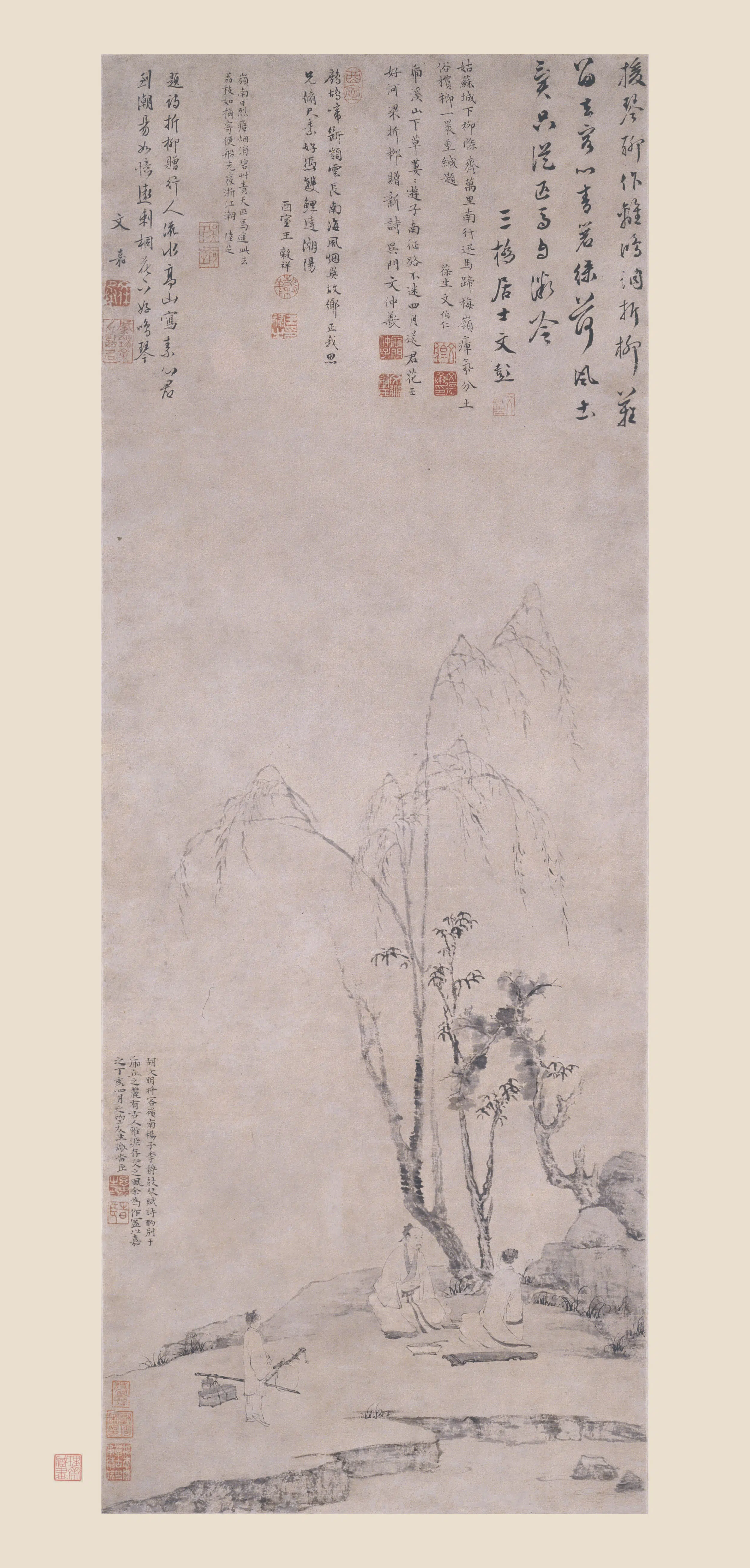 明朝【谢时臣】《鼓琴赋别图轴》