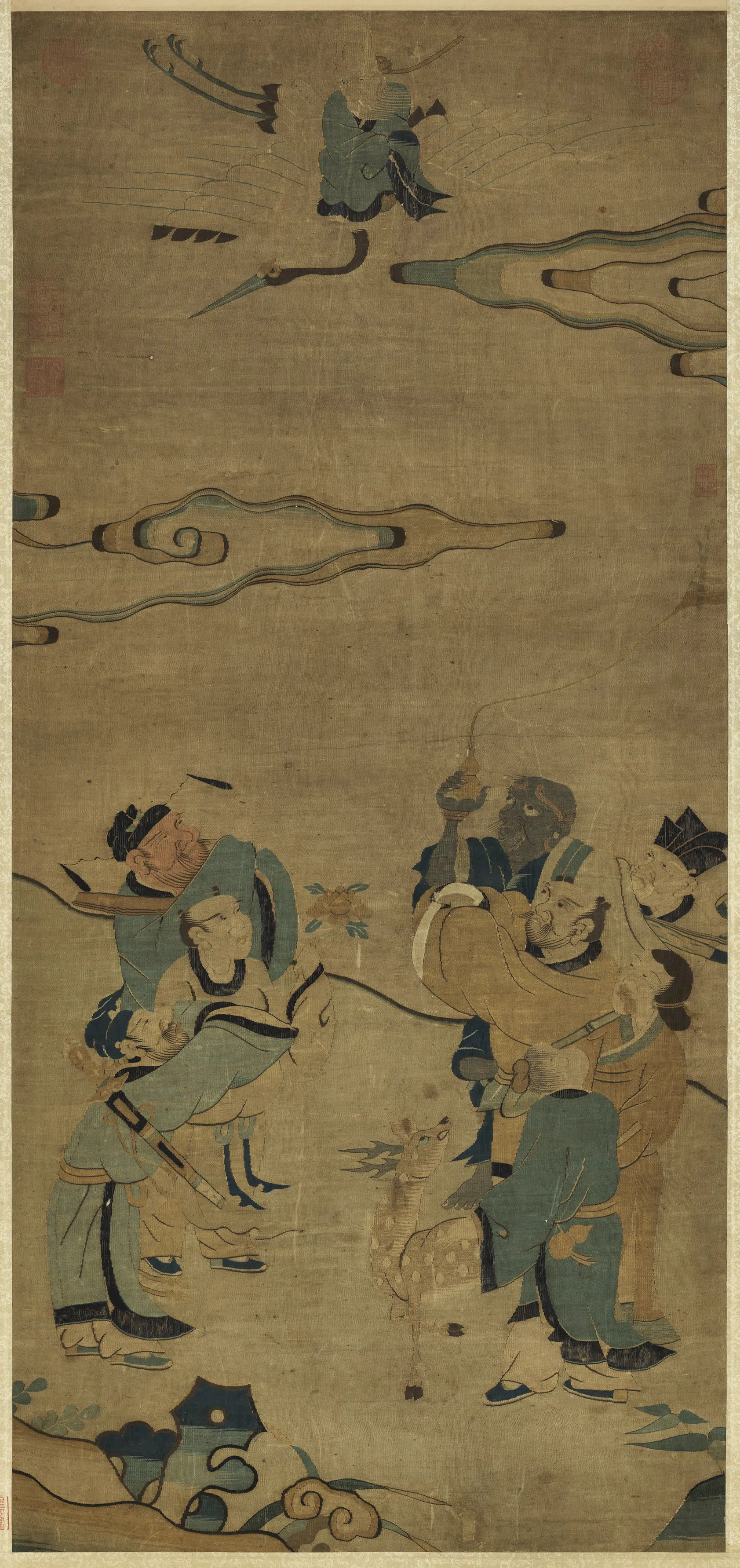 宋代《宋缂丝八仙祝寿图轴》