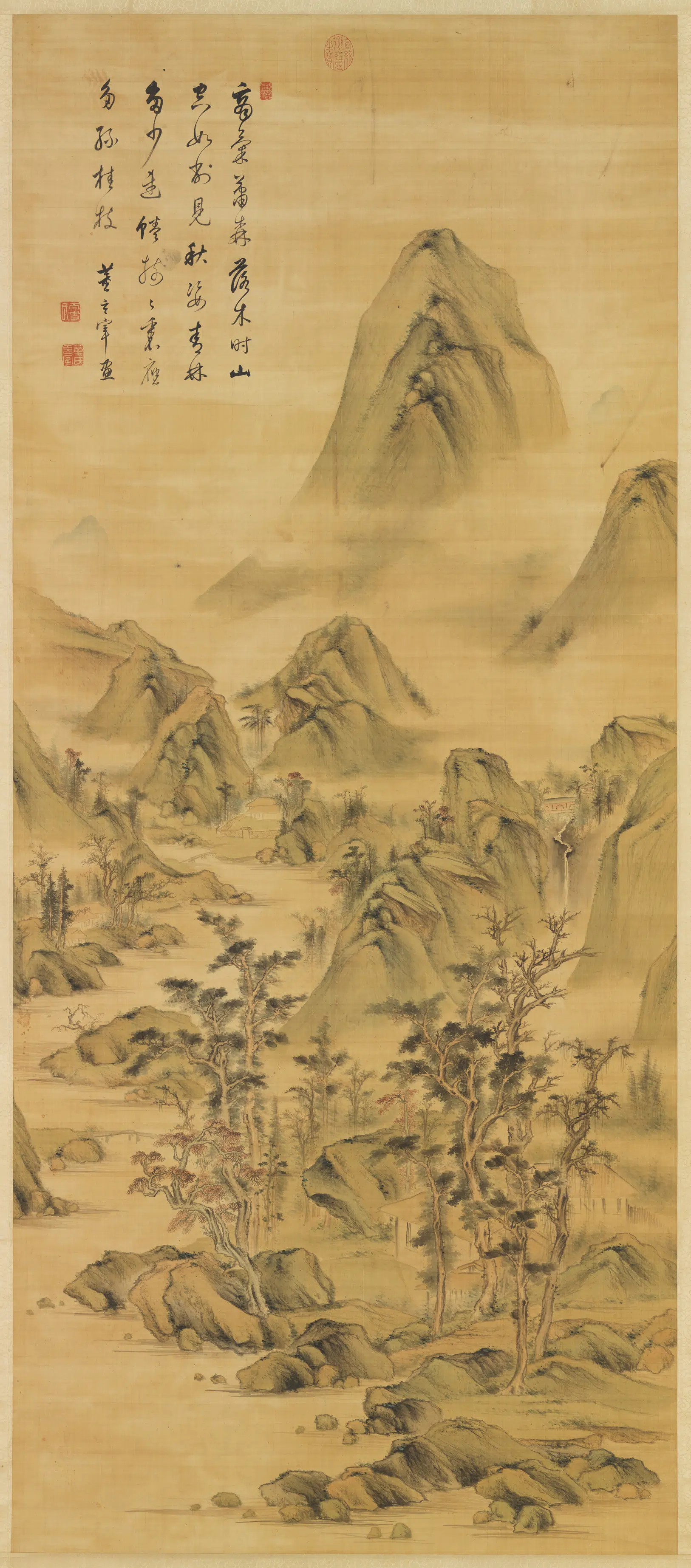 明代【董其昌】《秋景山水图轴》