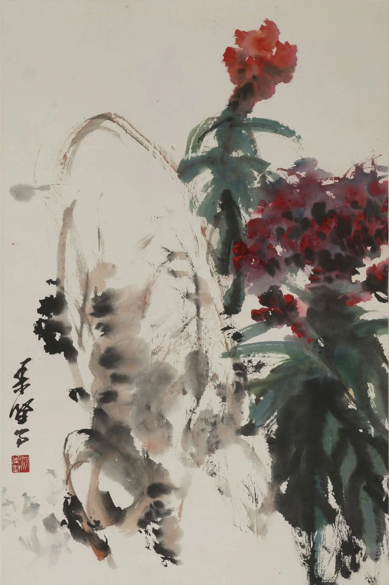 近现代【沈柔坚】《花卉图轴》