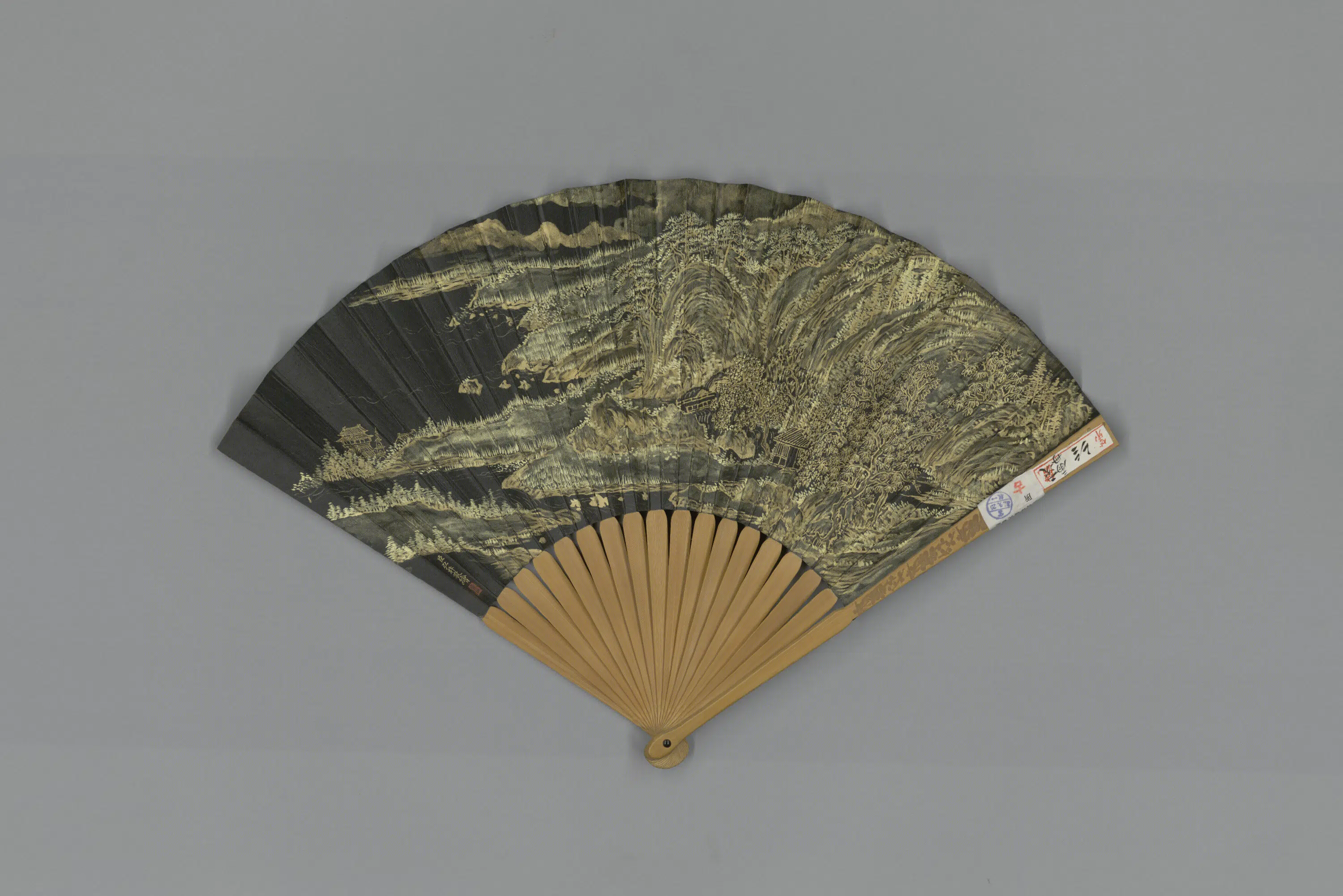 清代【爱新觉罗弘旿】《画山水并书狮子园杂咏成扇》