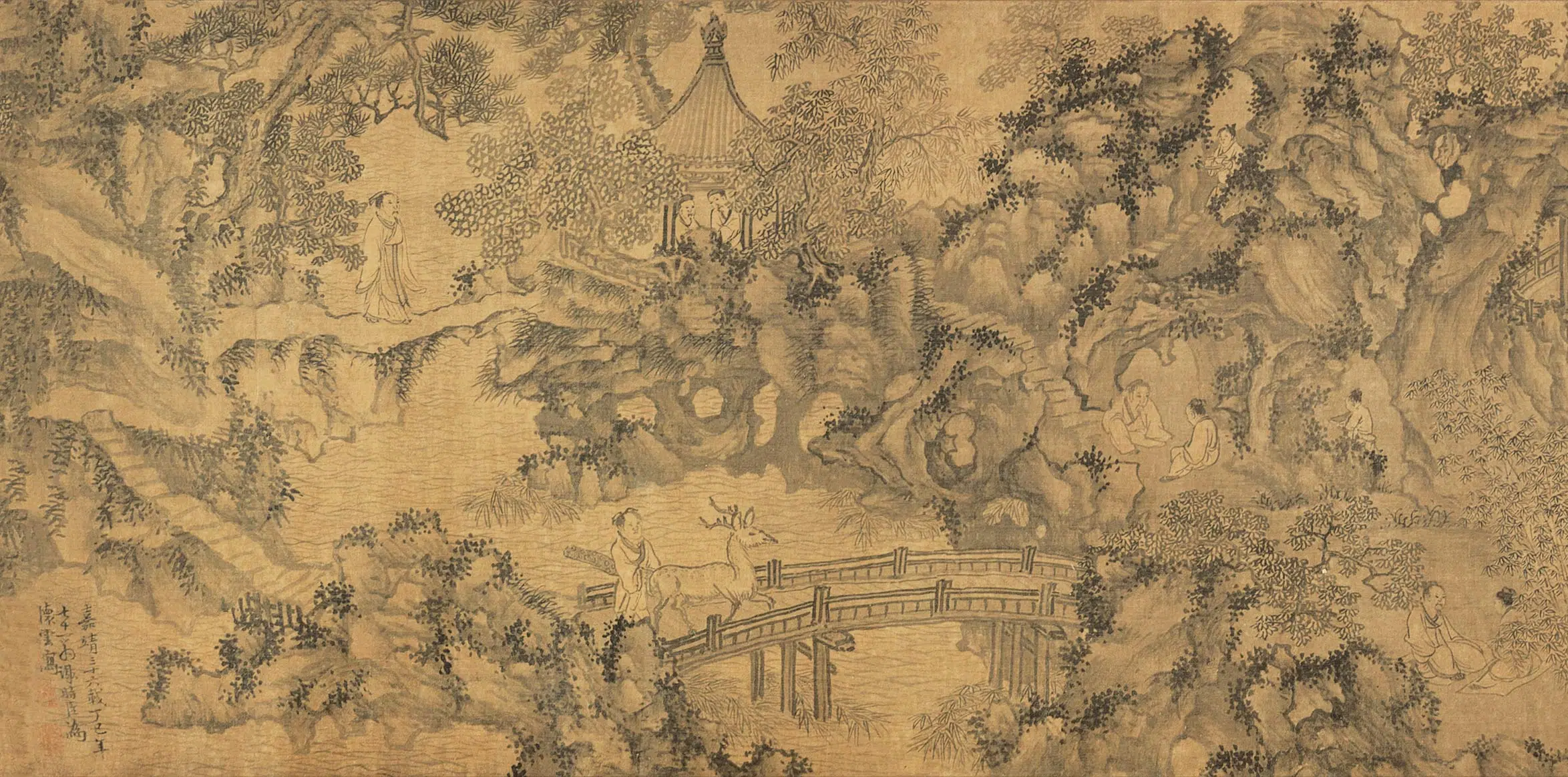 明朝【谢时臣】《名园雅集图卷》 第1张