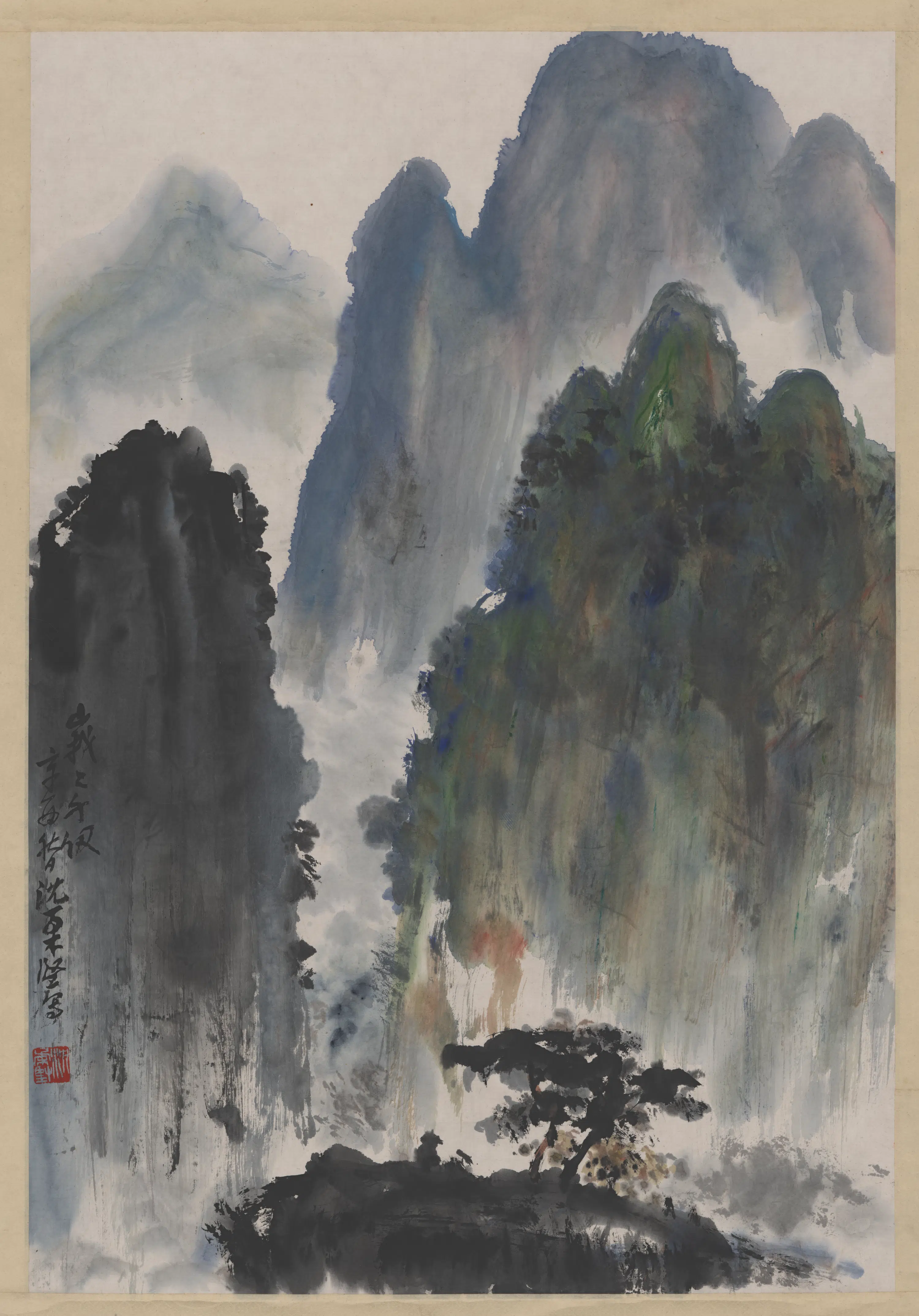 近现代【沈柔坚】《设色山水图轴-1》