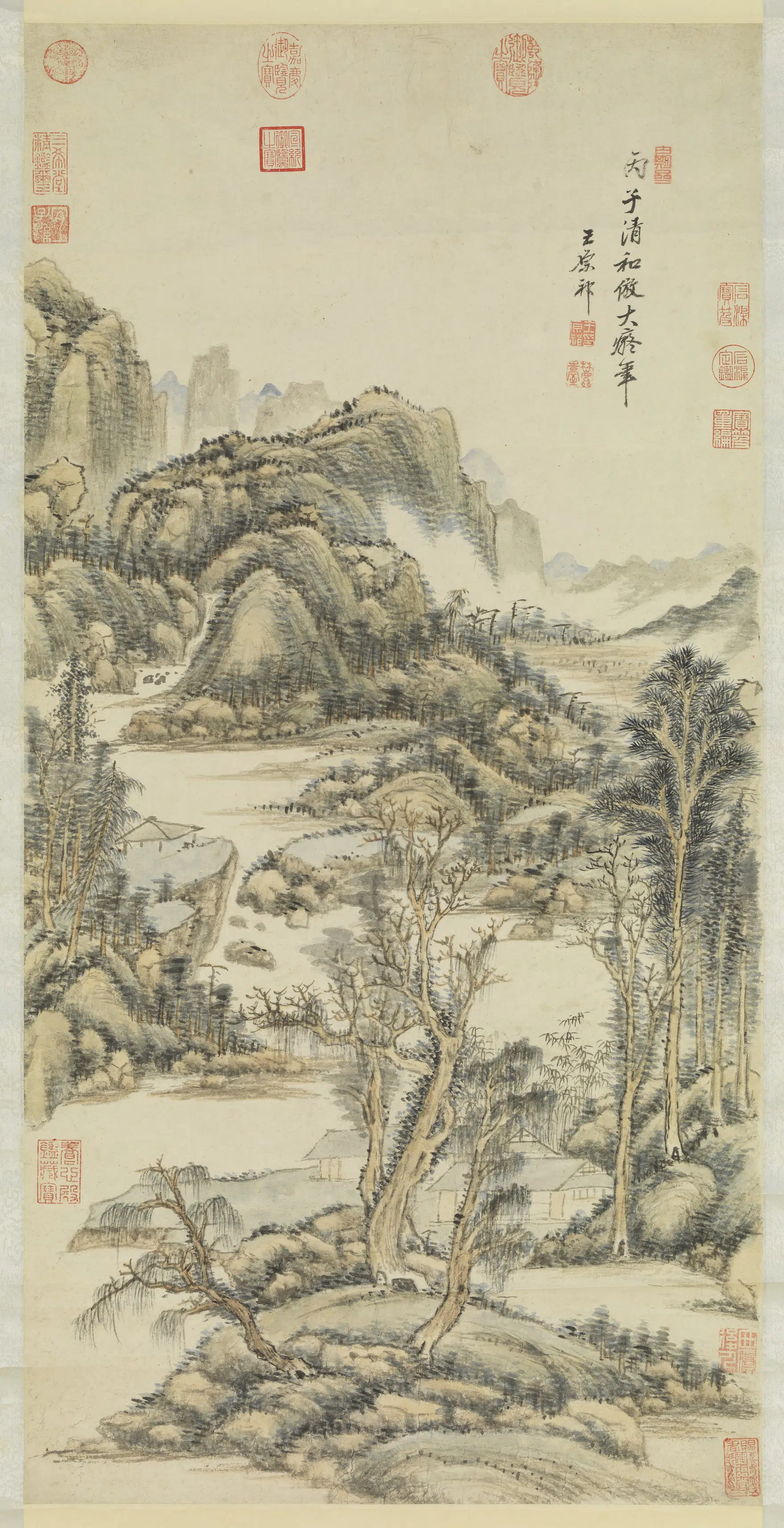 清代【王原祁】《仿黄公望山水图轴-1》