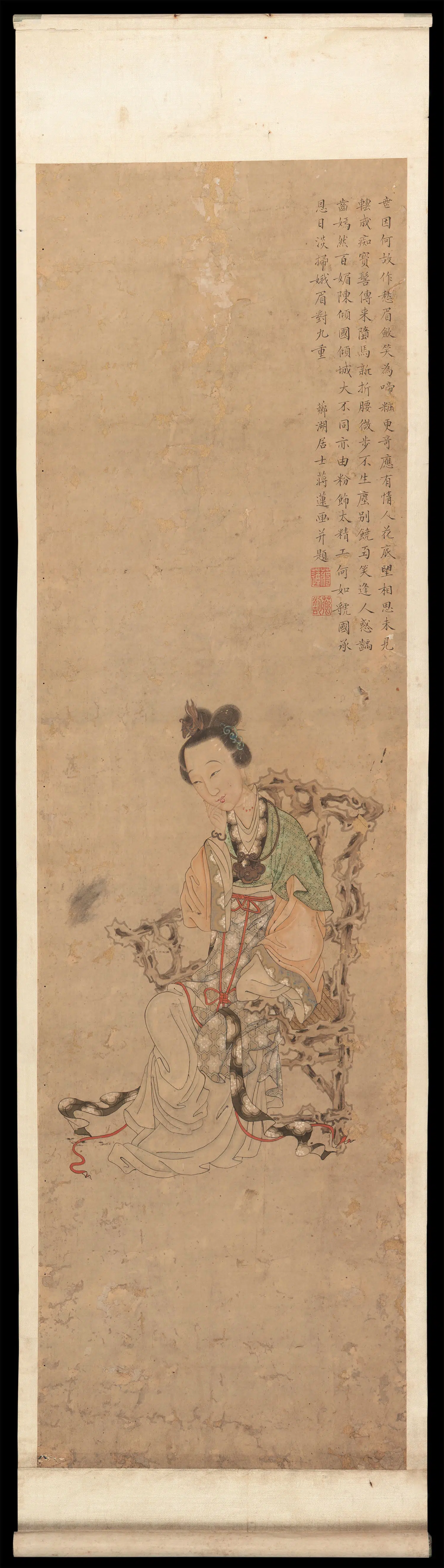 清朝【蒋莲】《仕女四屏图》