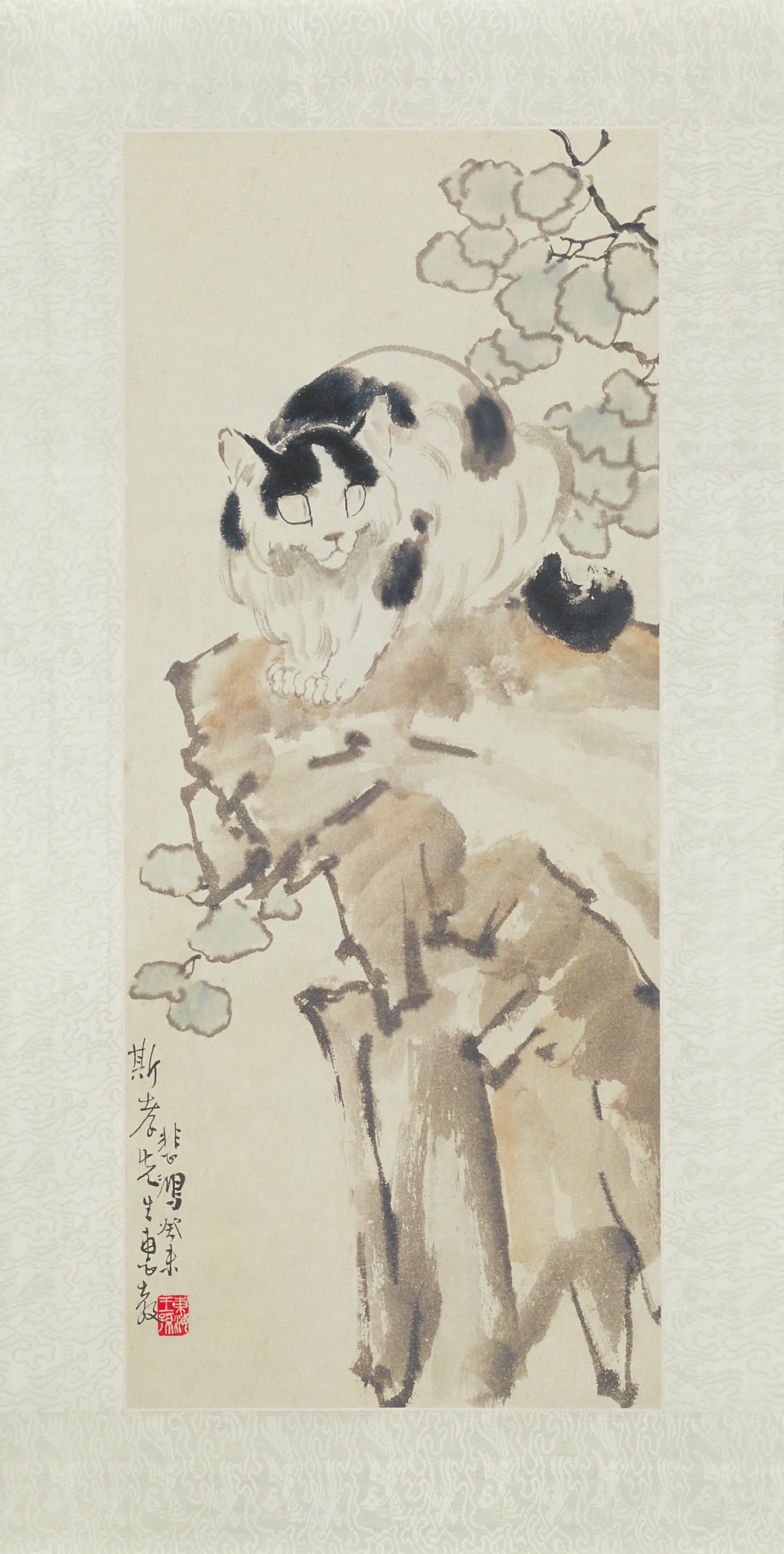 近现代【徐悲鸿】《猫石图轴-1》