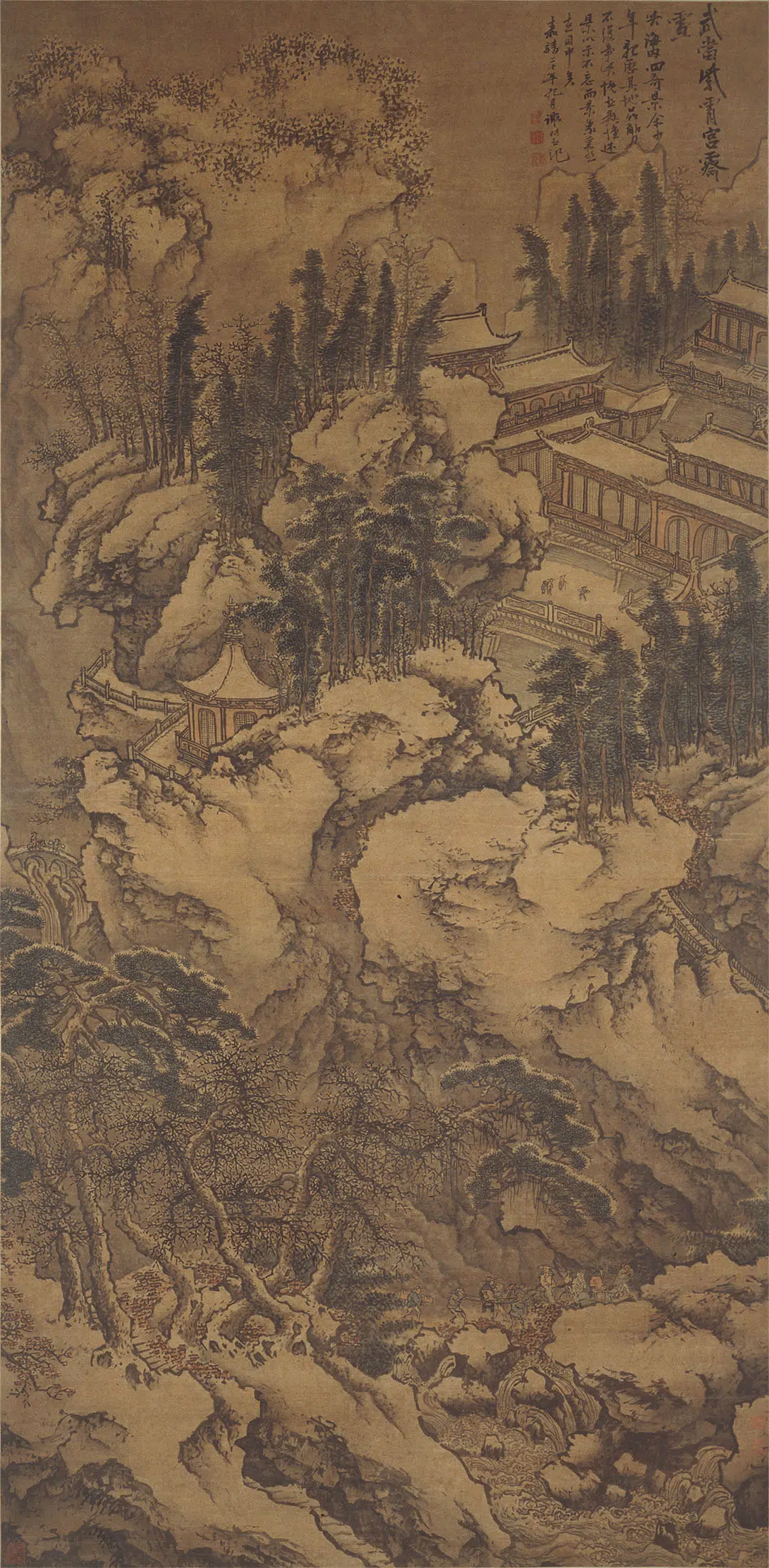 明朝【谢时臣】《武当雪霁图轴》