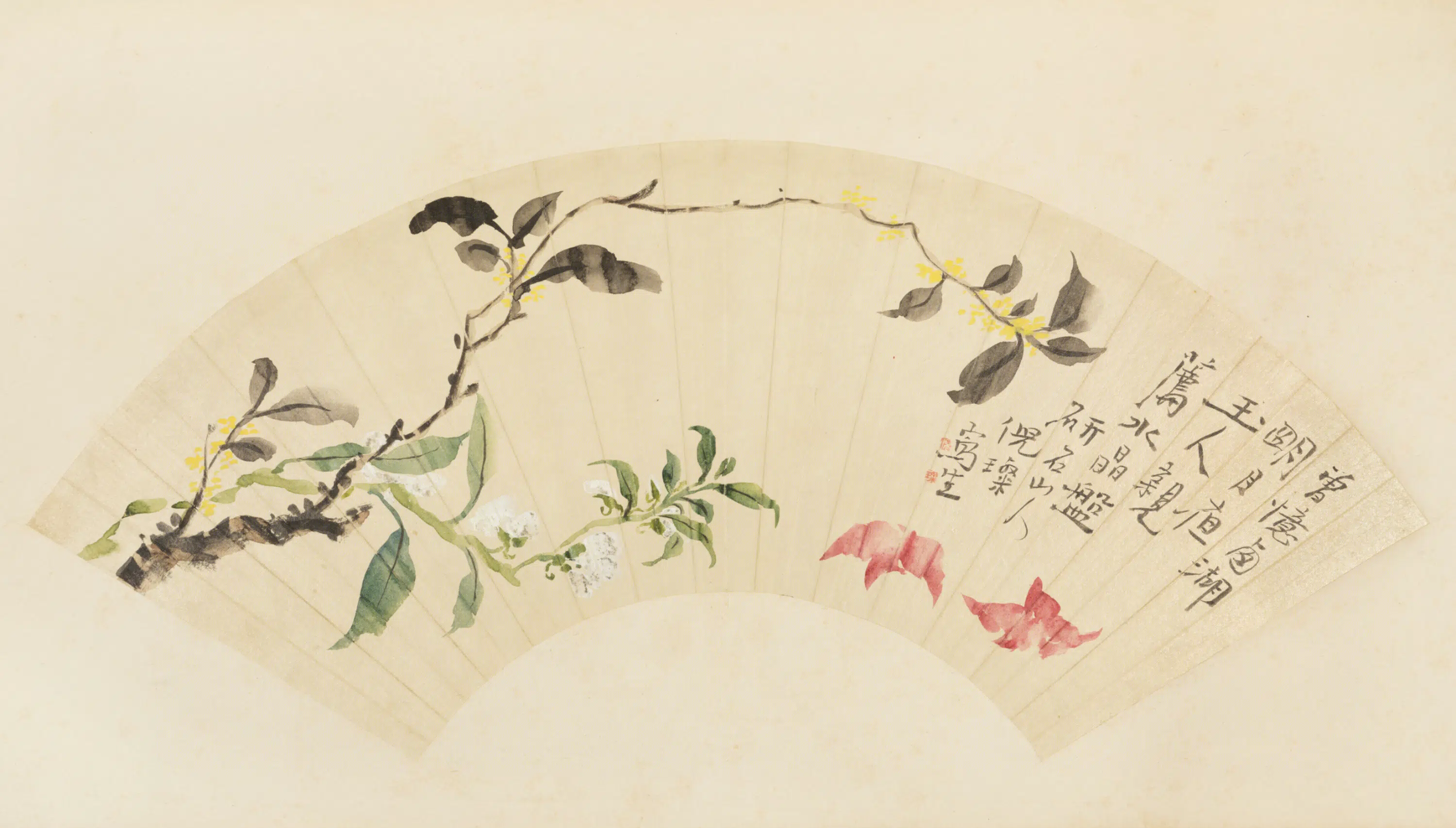 清代【倪燦】《桂菱图扇面》