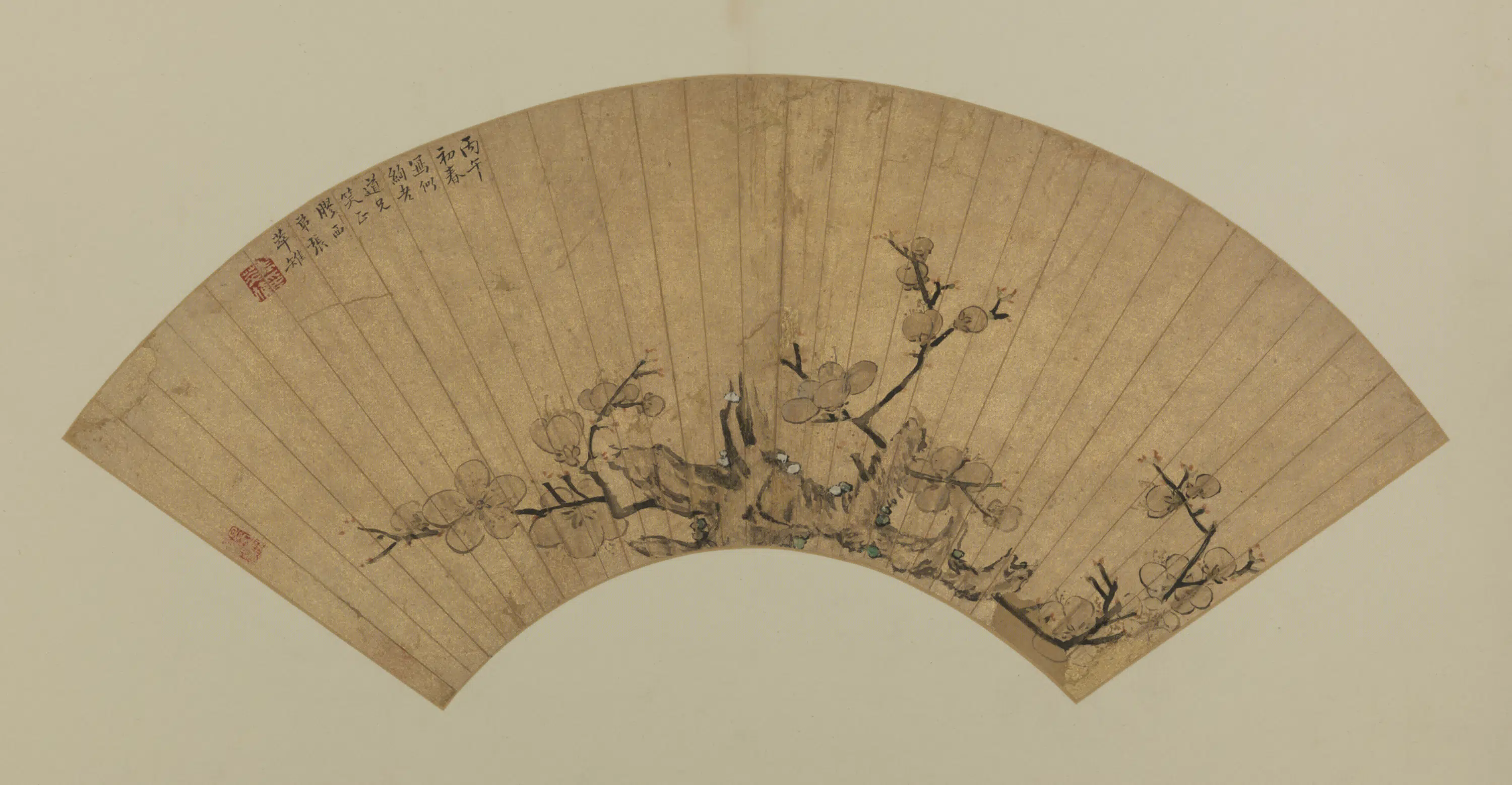 明朝【张萃雉】《雉鸡梅花扇》